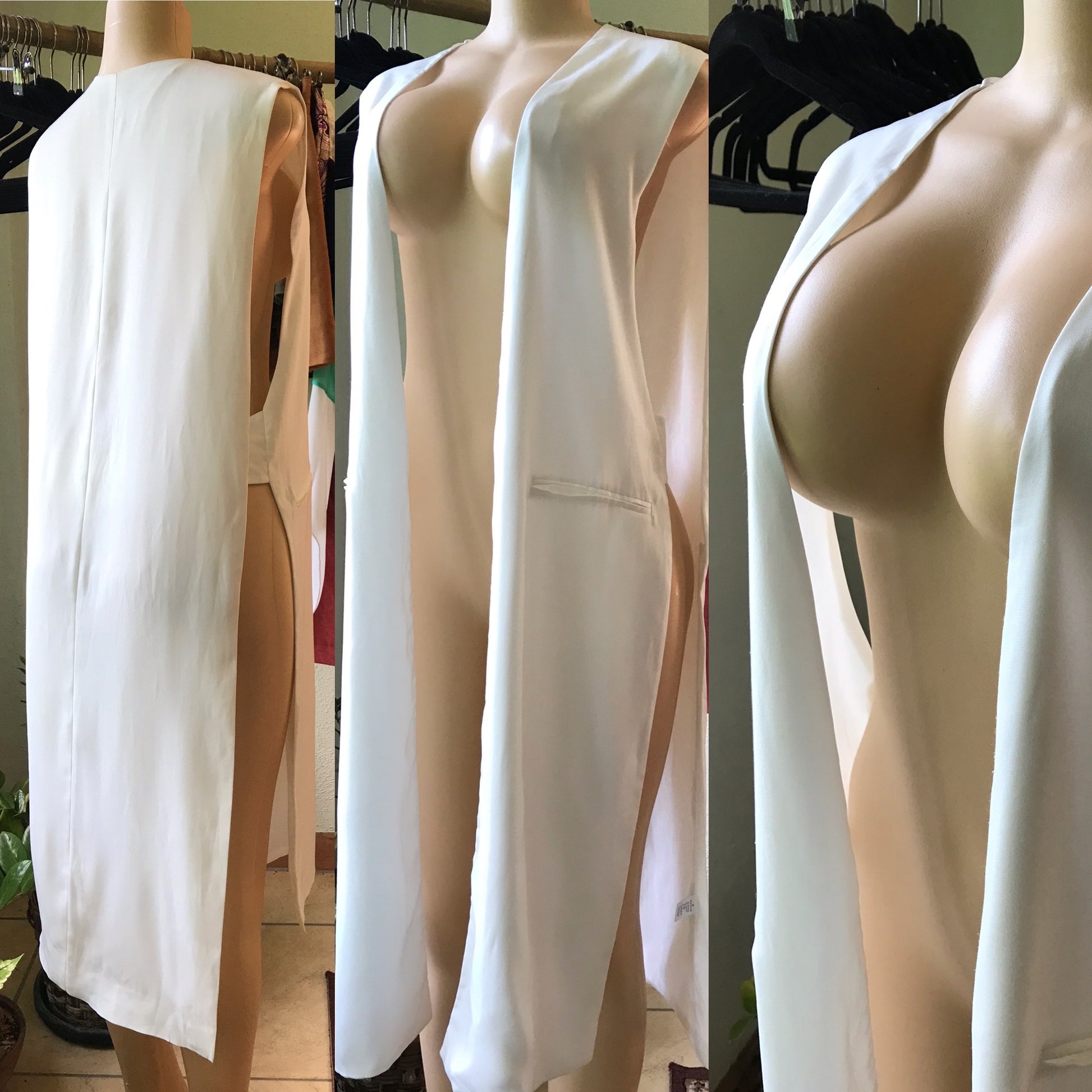White Fashion Lab Coat Long