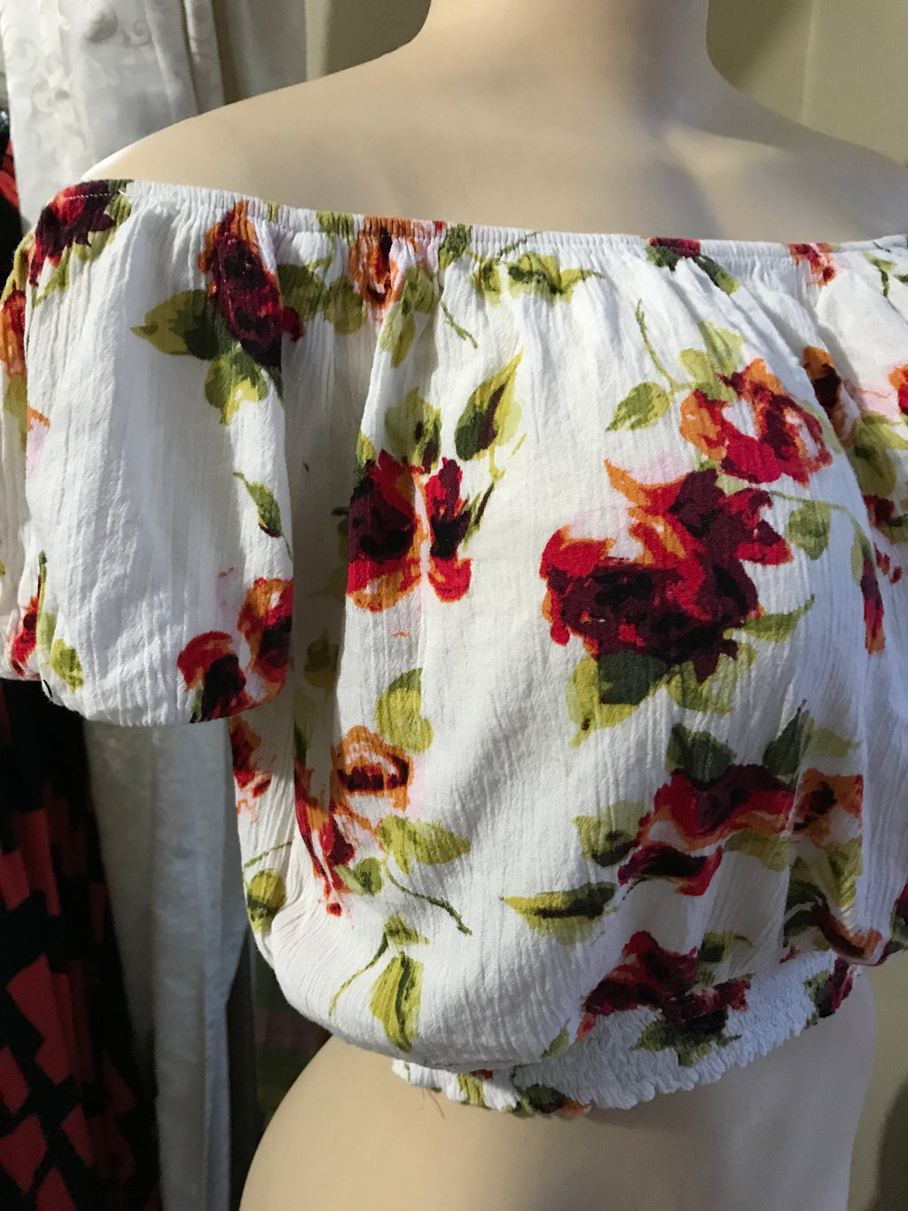White Rose Crop Top - M
