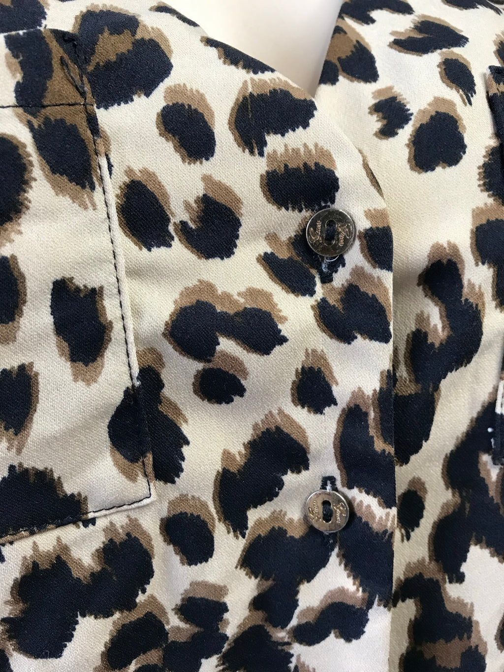 Guess Silky Cheetah Print Button Down Blouse - XS/