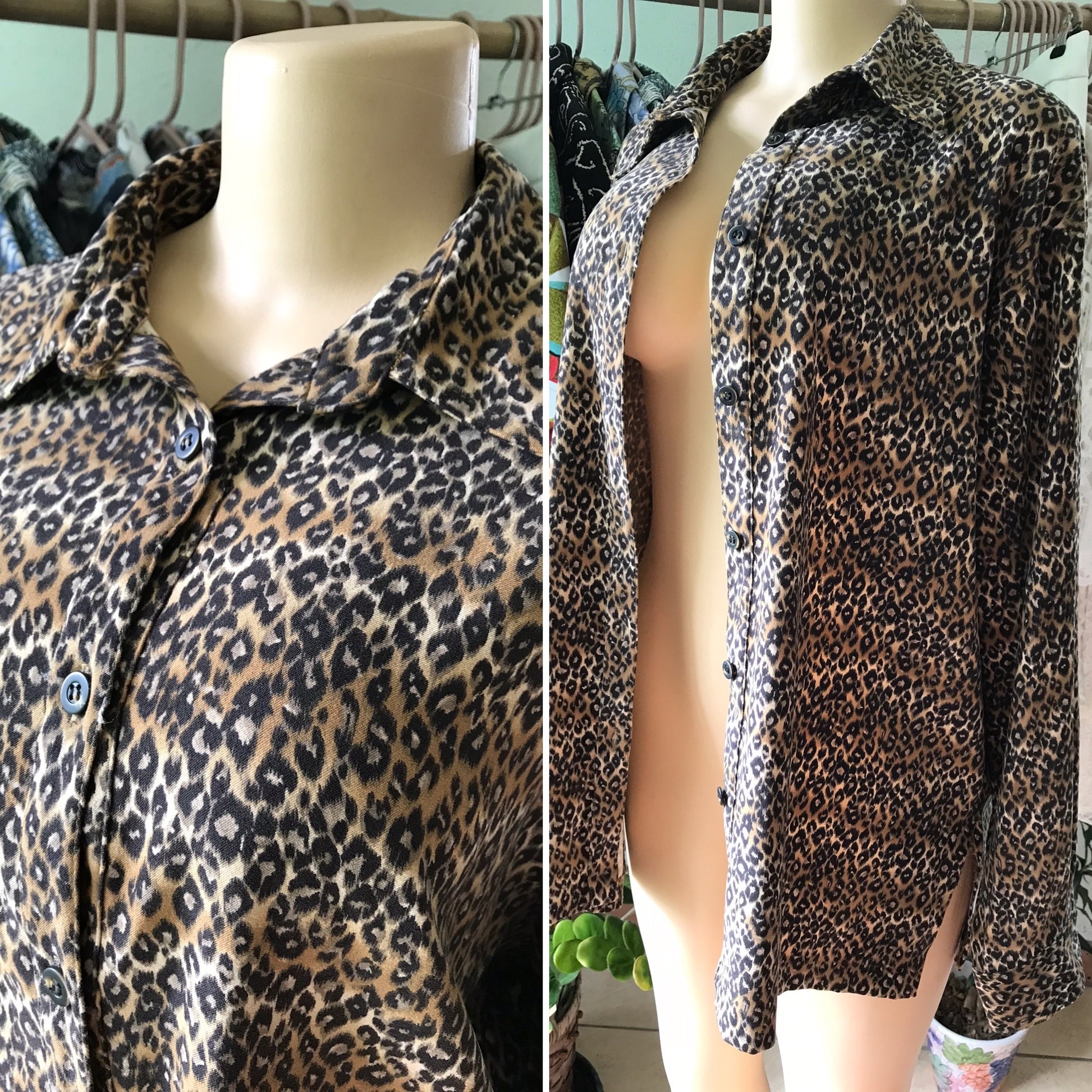 Vintage Cheetah Button Down Blouse / Overshirt