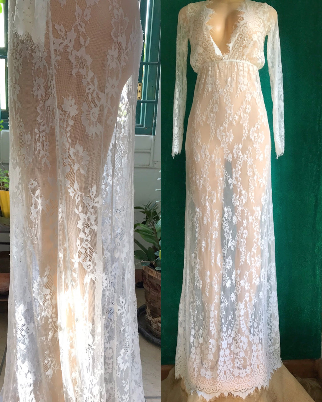 Boho White Lace Maxi Dress Extra Long