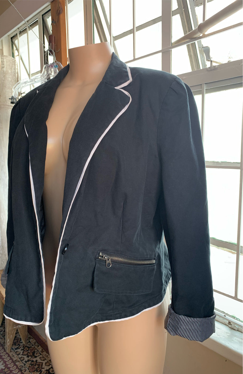 Black Blazer w Zip Pocket - /XL/
