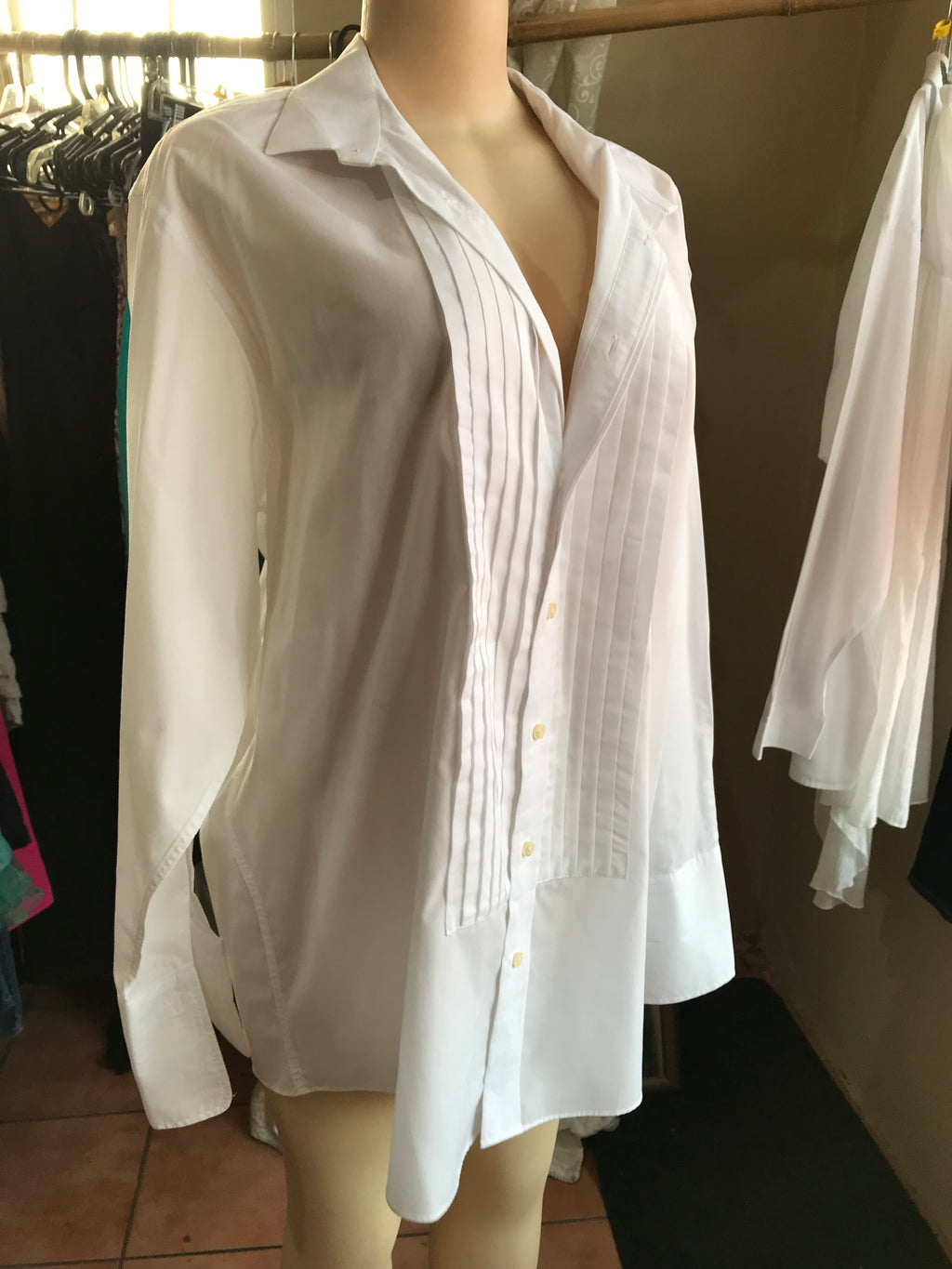Oversized White Tuxedo Men's Shirt