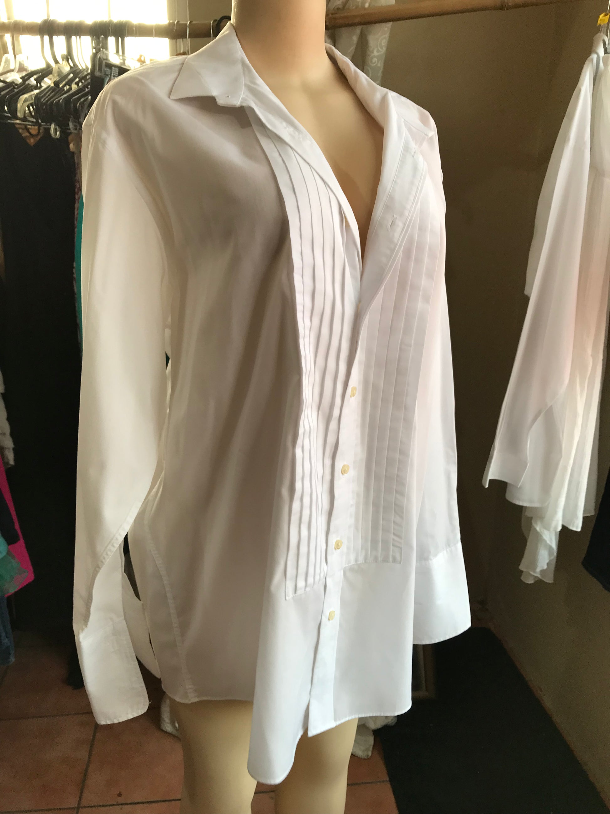 Oversized White Tuxedo Men's Shirt
