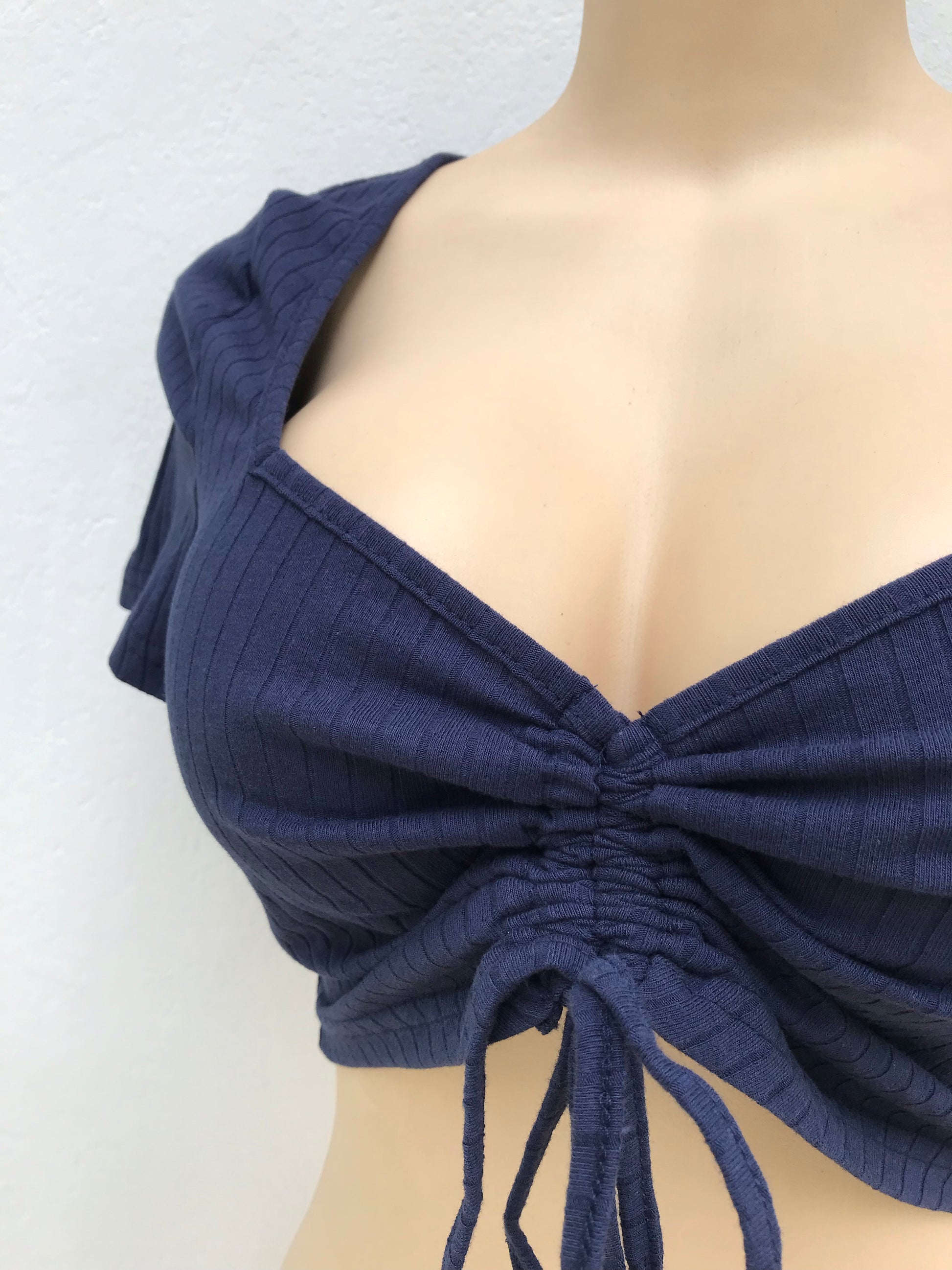 New Shein Navy Ribbed Crop Top