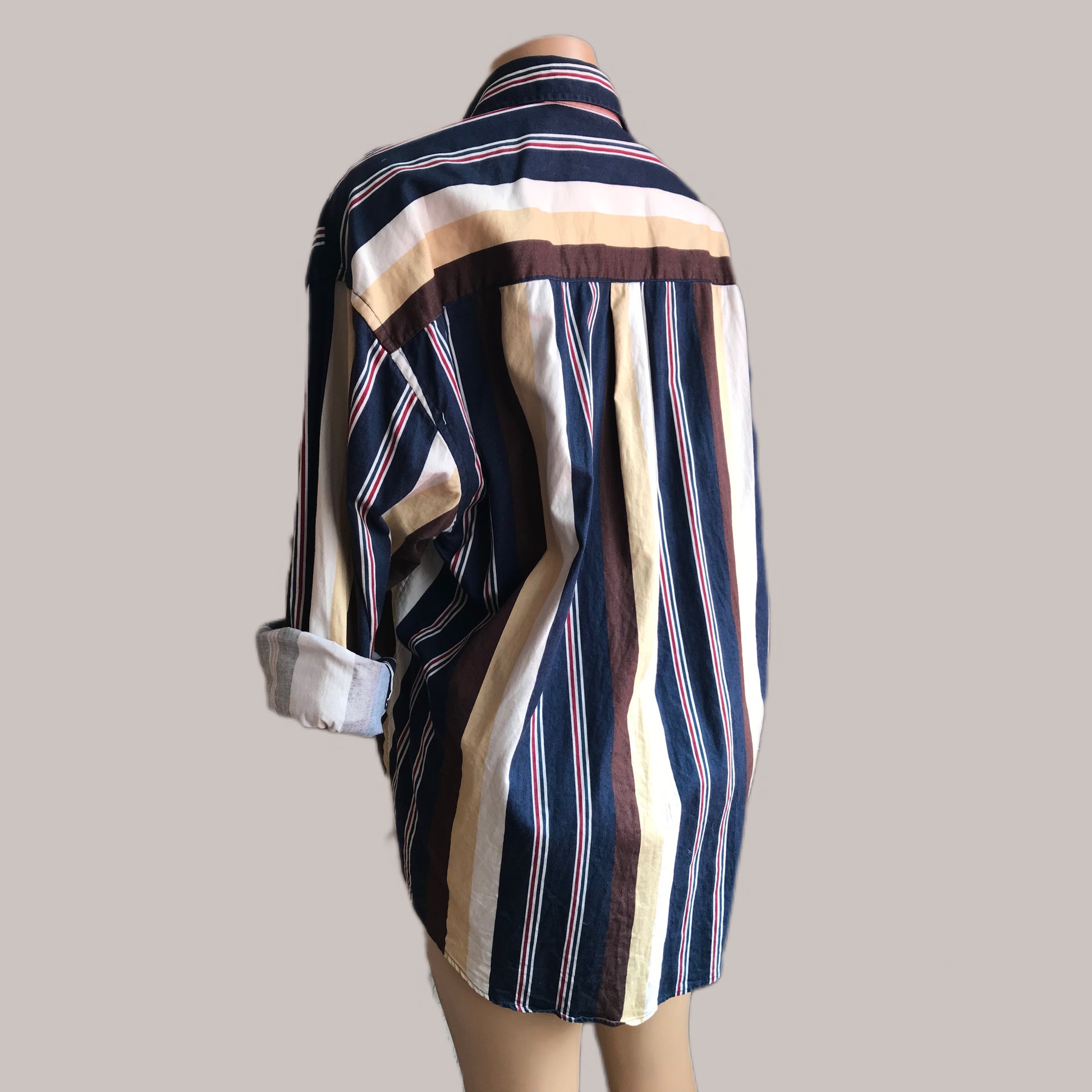 Vintage Mens Denim Stripe Button Shirt - /XL