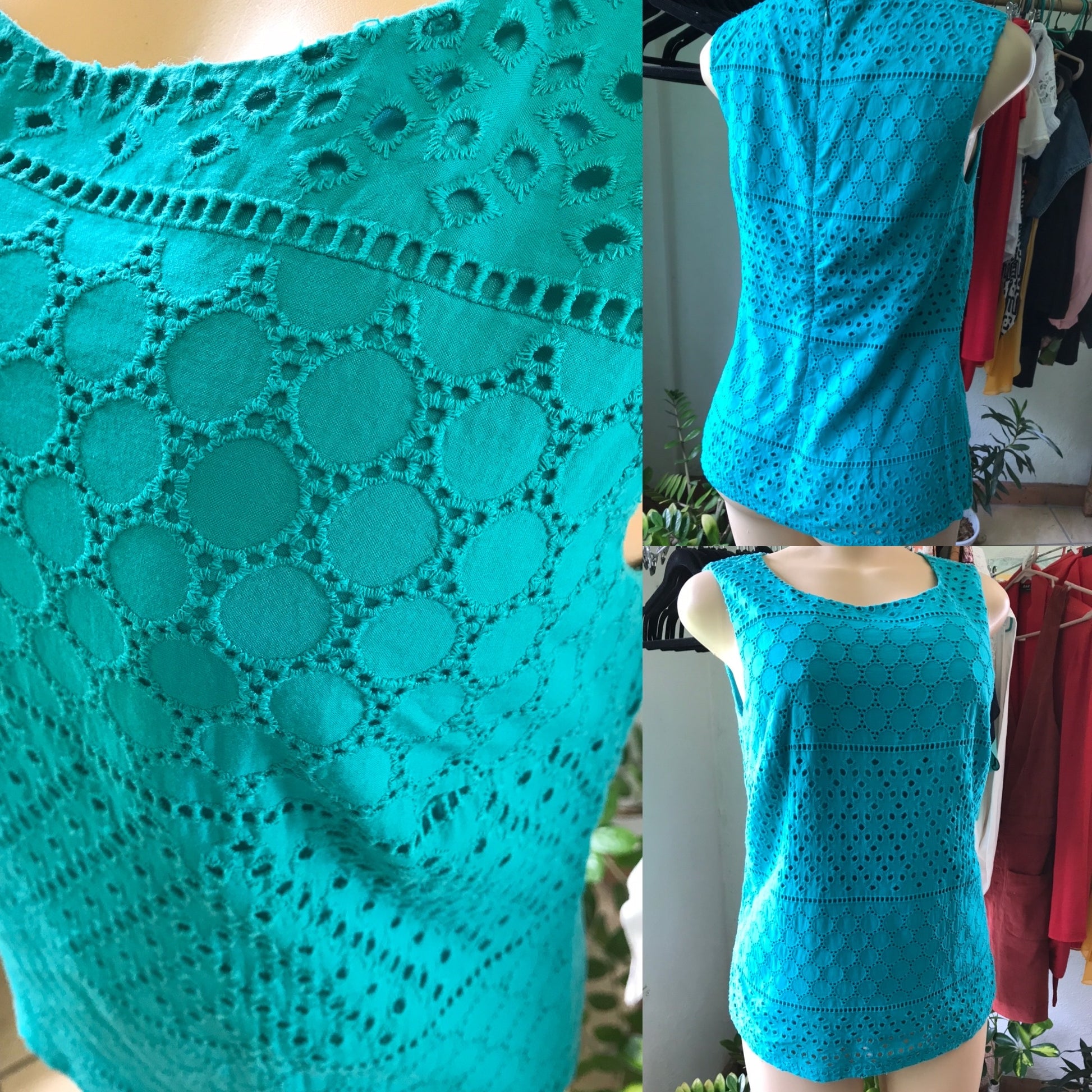 Banana Republic 100% Cotton Eyelet Sleeveless Blouse