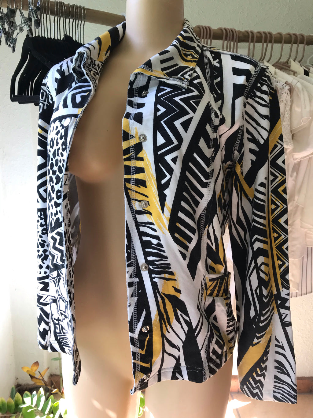 90s Vintage Tribal Print Soft Jacket Pockets