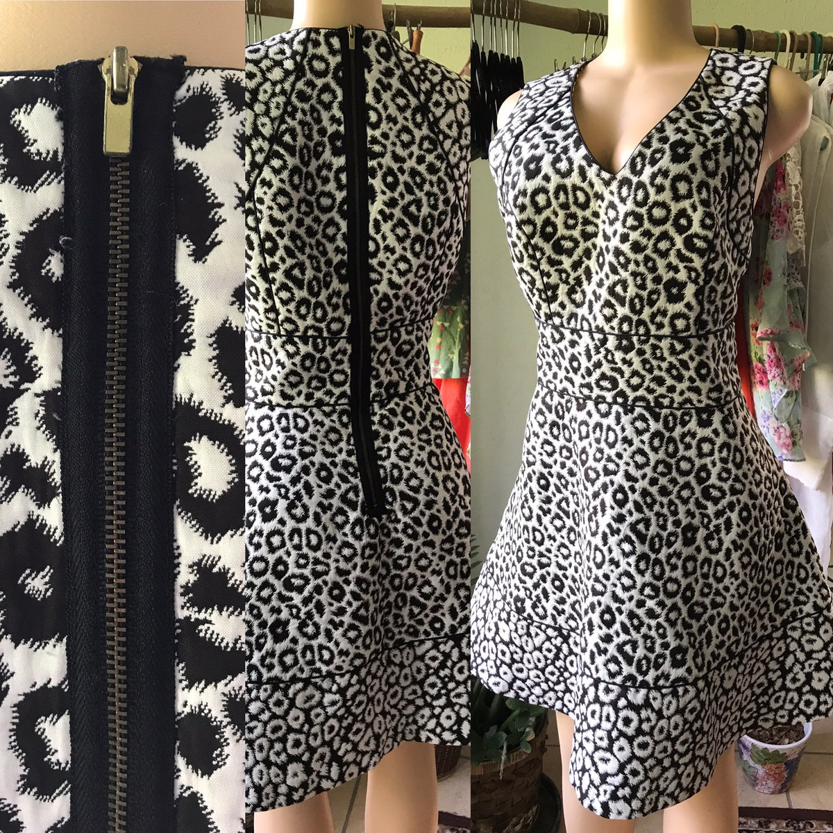 New Banana Republic Flare Dress Cheetah Emboss