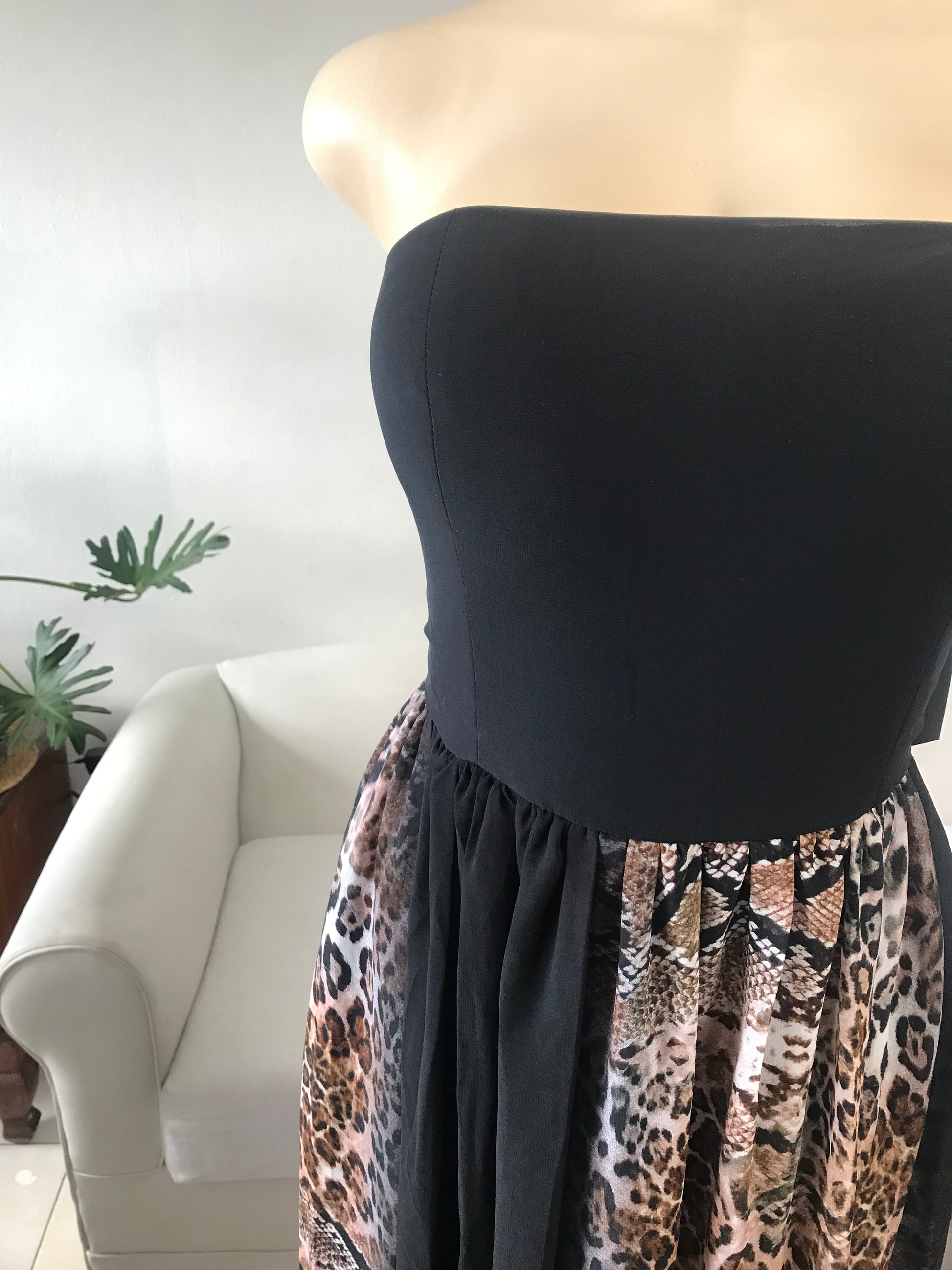 New Tag Cheetah Maxi Dress Strapless - L