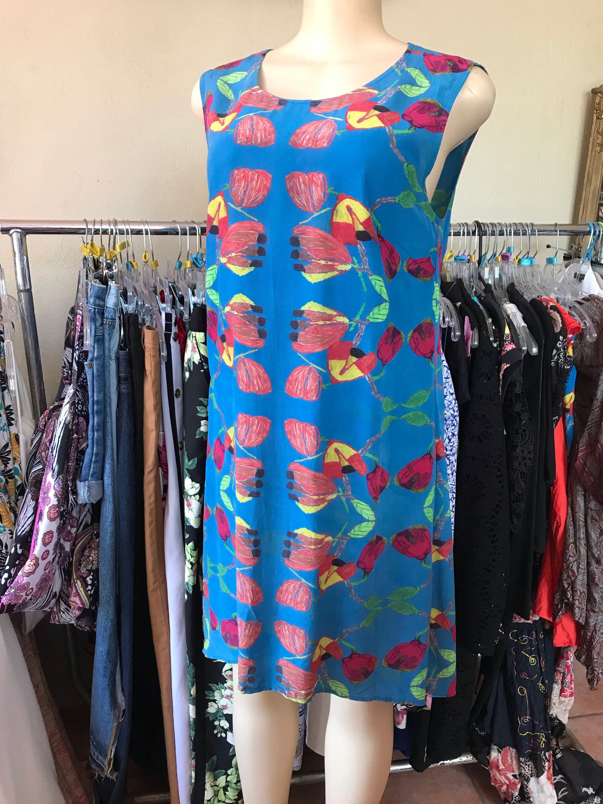 Blue Ackee Print Tunic Dress