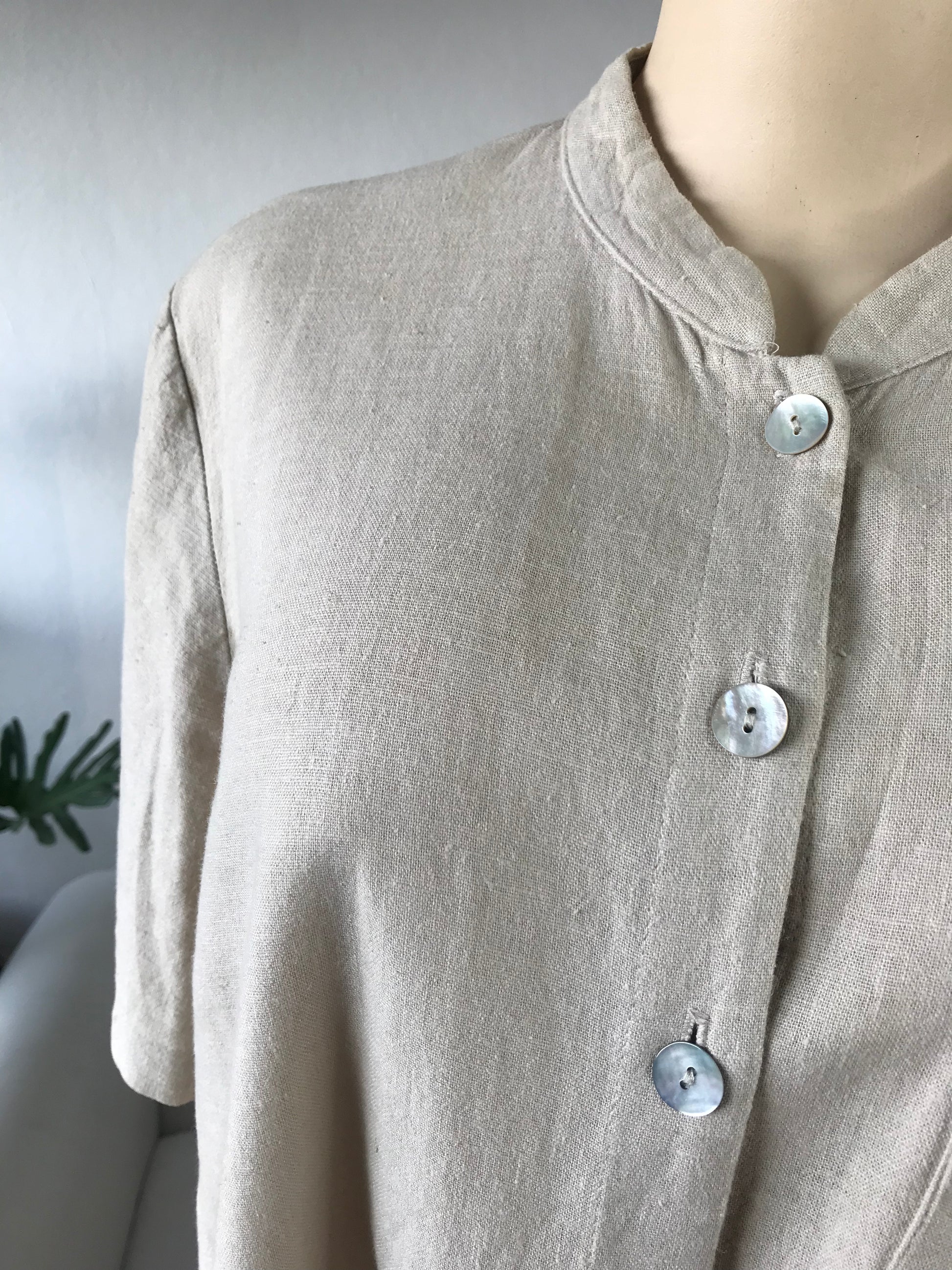 Vintage Sand Linen Button Top Adjustable -  XL/ One Size