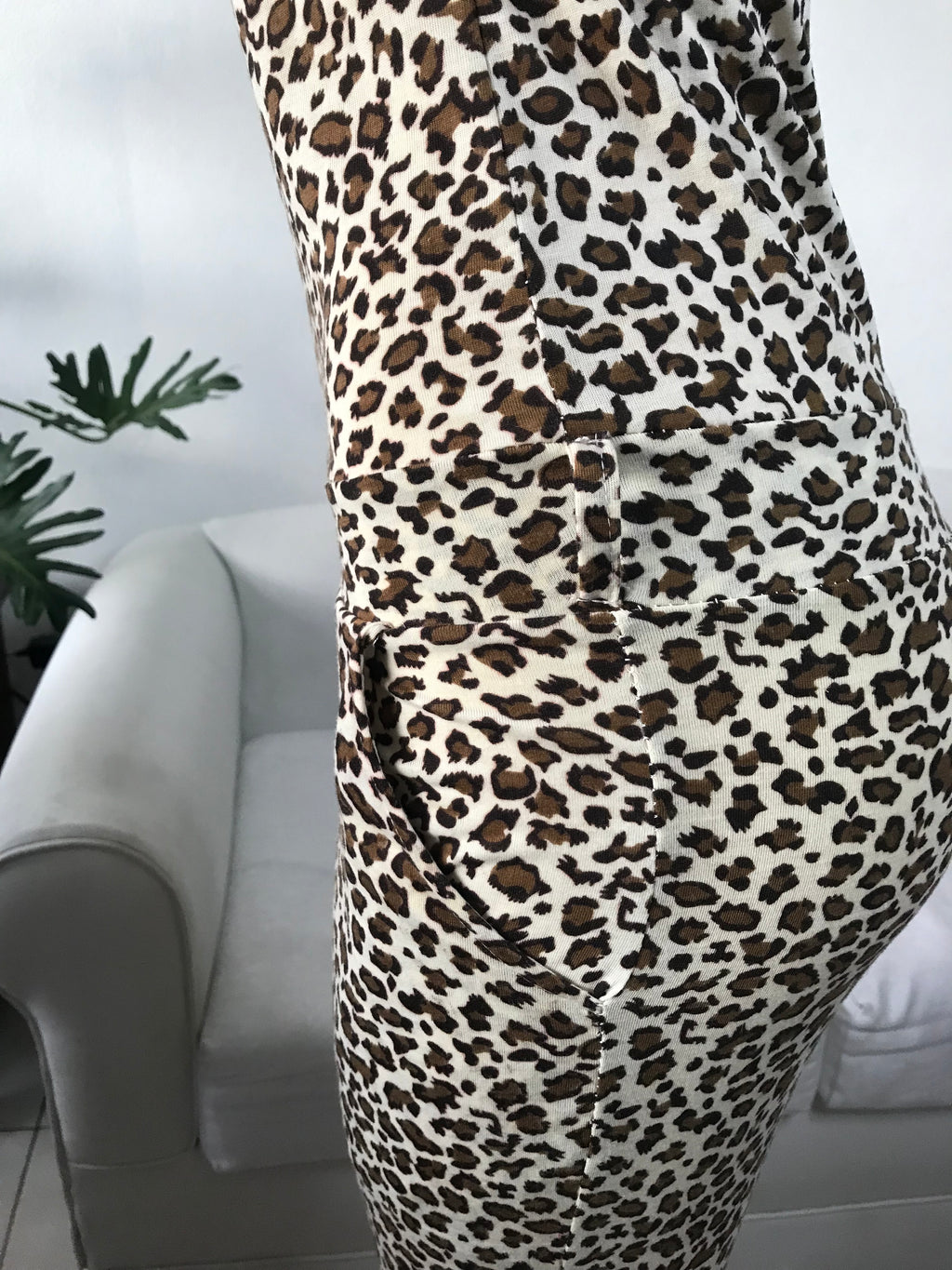 Cheetah Print Cuffed Jumpsuit Flower Detail - S ~~~