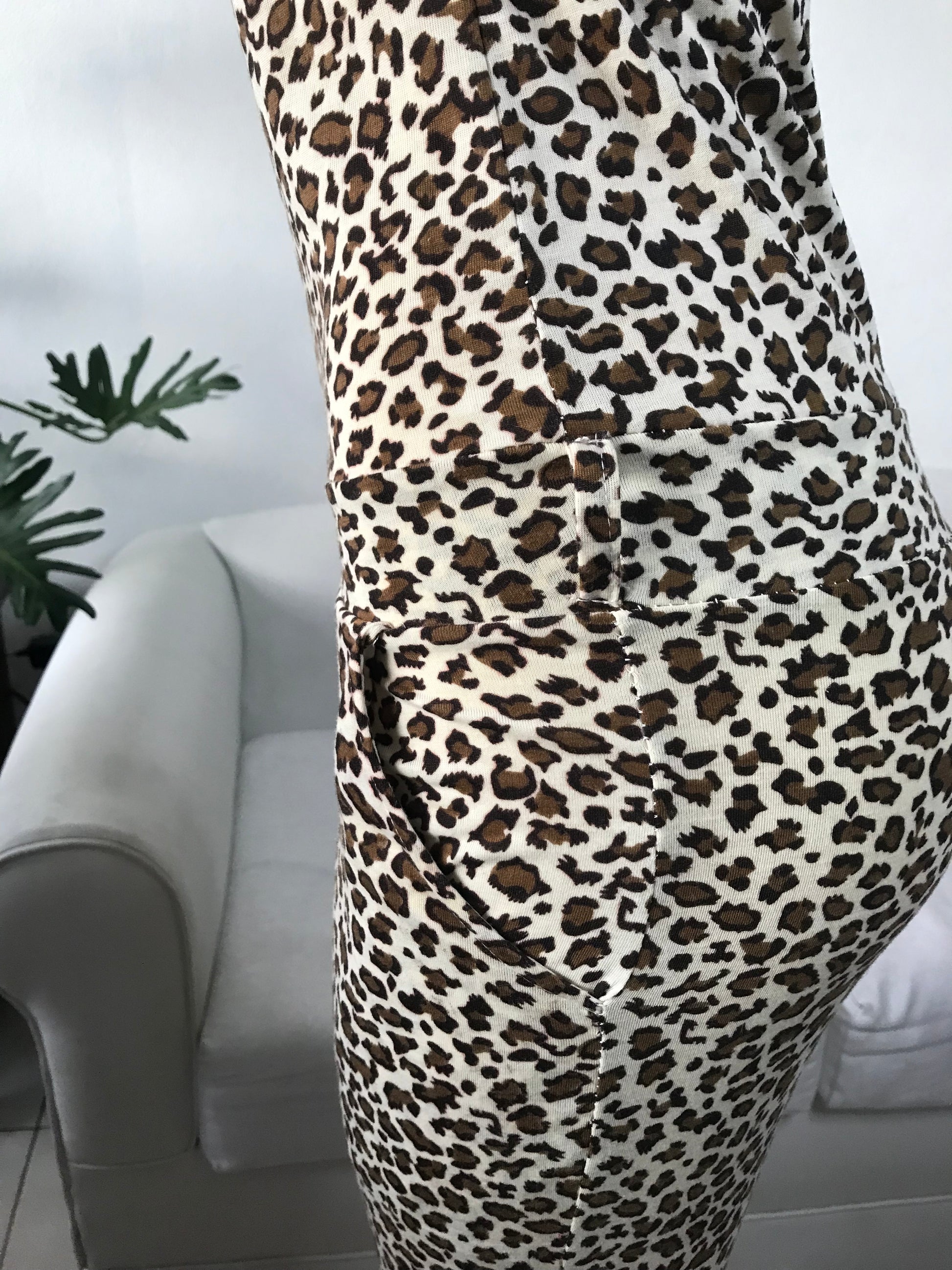 Cheetah Print Cuffed Jumpsuit Flower Detail - S ~~~