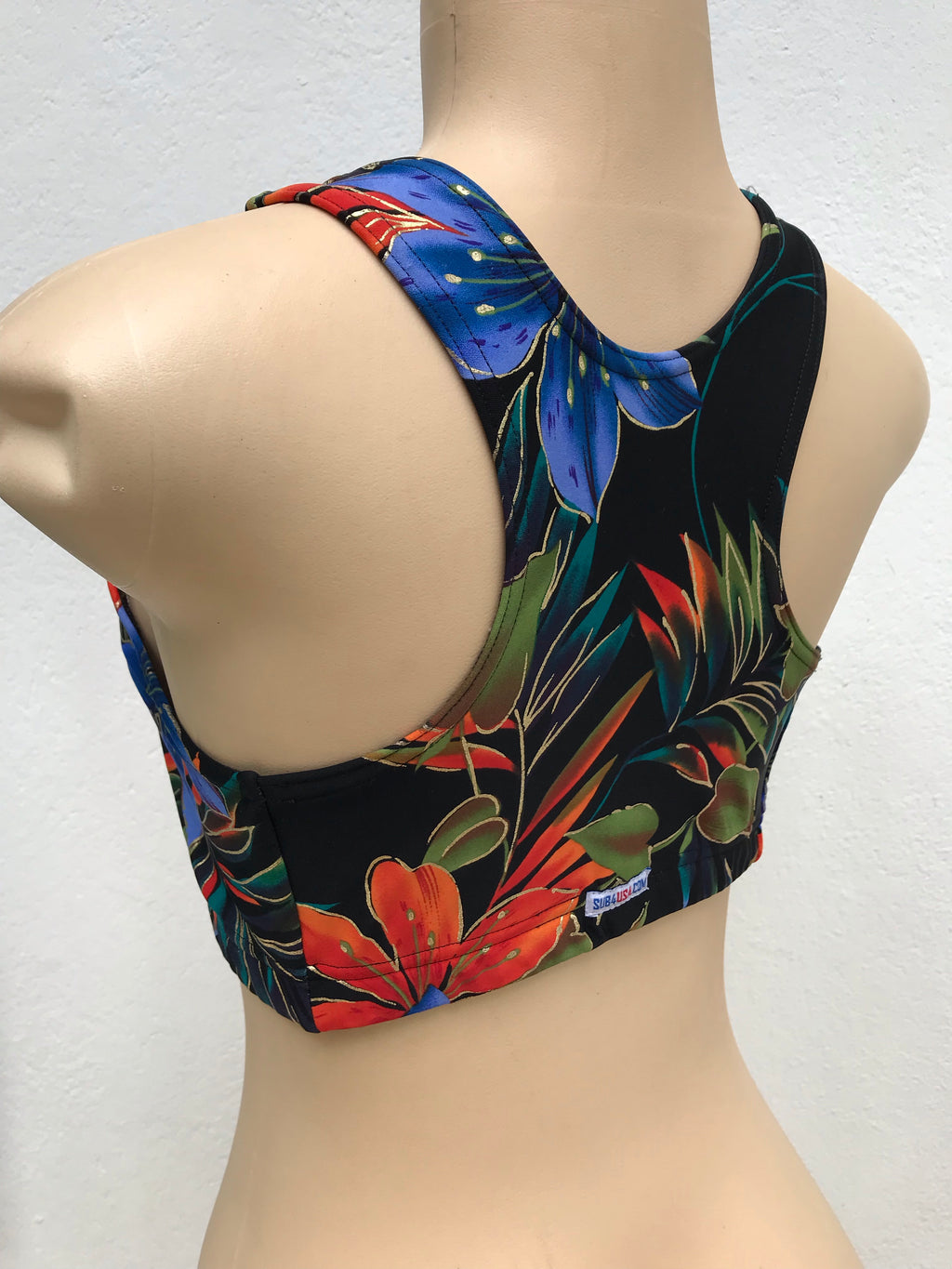 Sports Bra Gold Trim Tropical - L
