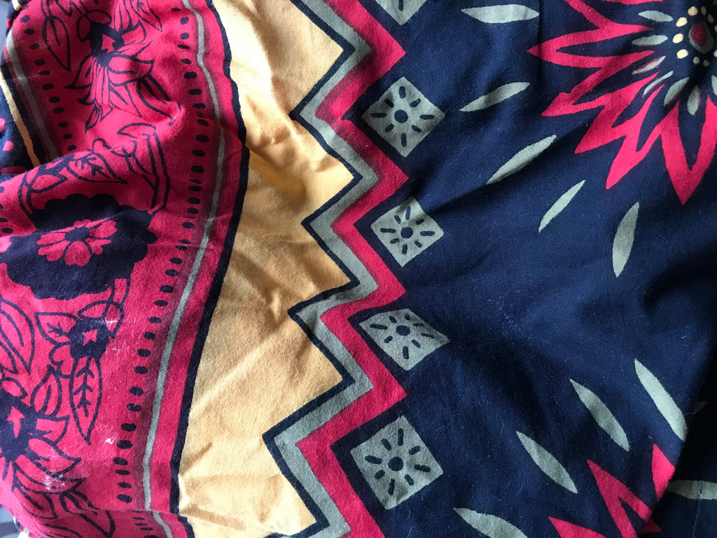 80s Afro Floral Print Flare Skirt