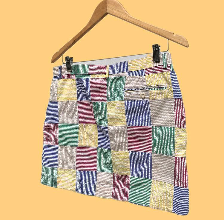 Vintage Ralph Lauren Pastel Patchwork Mini Skirt M/L