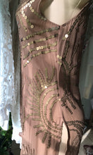 Load image into Gallery viewer, Vintage Brown Sheer Blouse/Coverup Gold Sequin Design
