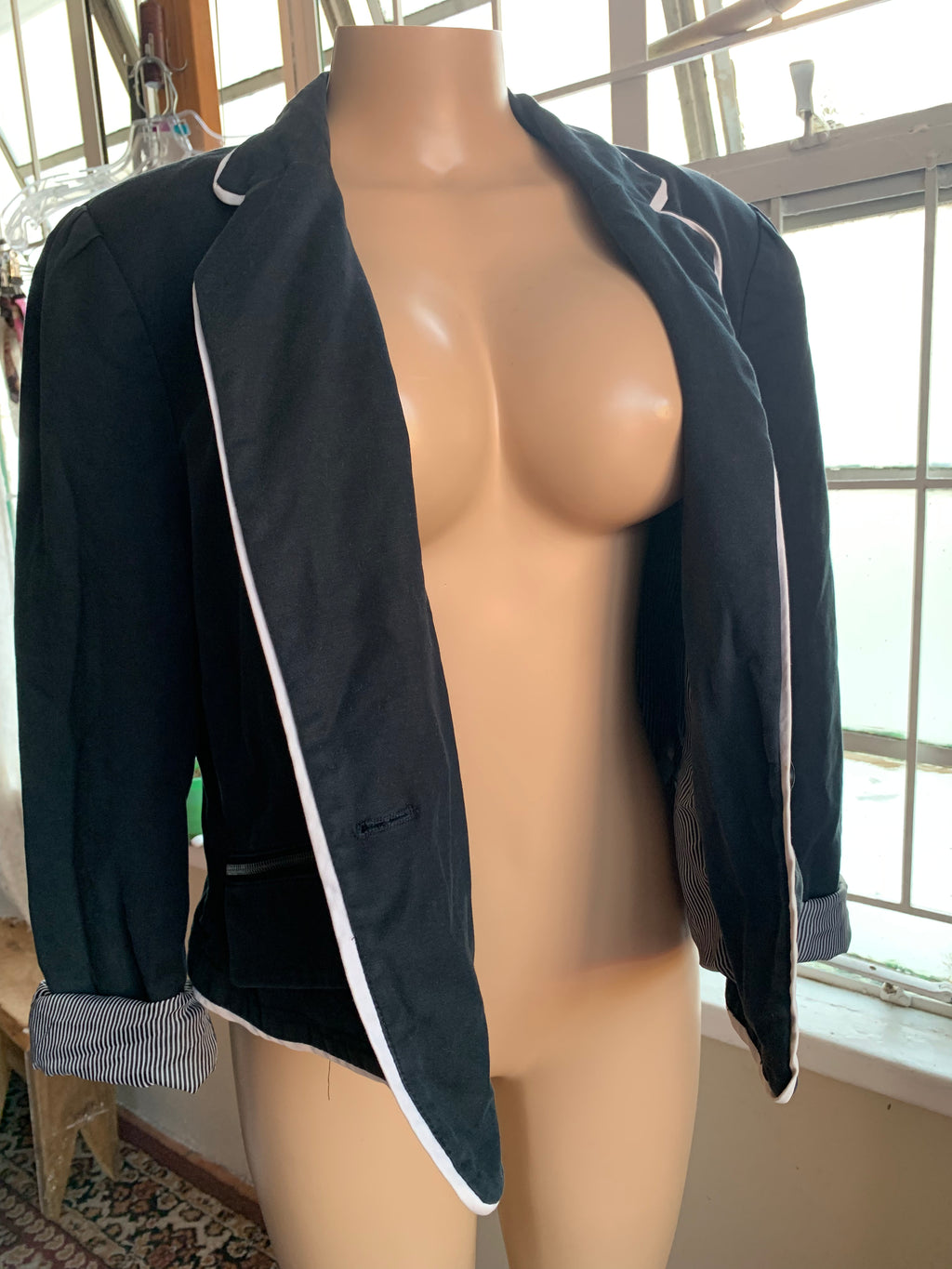 Black Blazer w Zip Pocket - /XL/