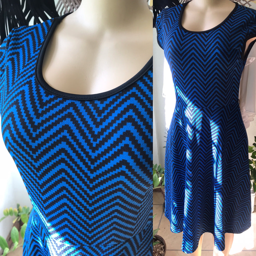 Blue Zigzag Babydoll Dress