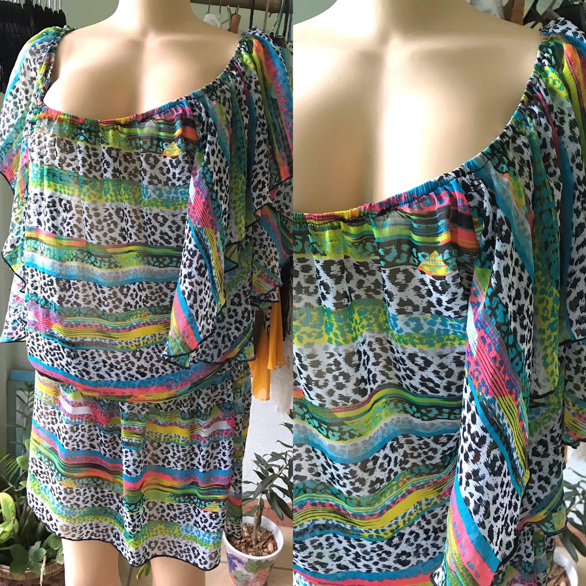 Jessica Simpson Animal Print Sheer Dress Multicolour
