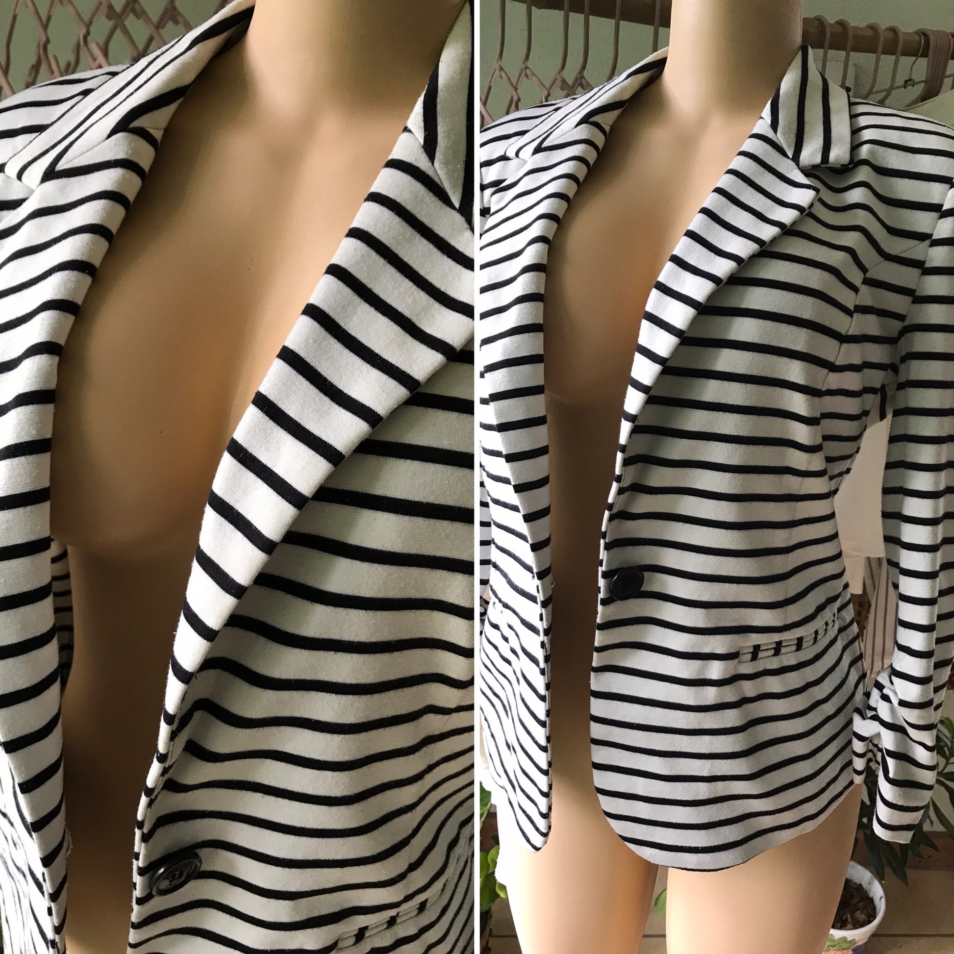 Christian Siriano Soft Stripe Blazer B&W