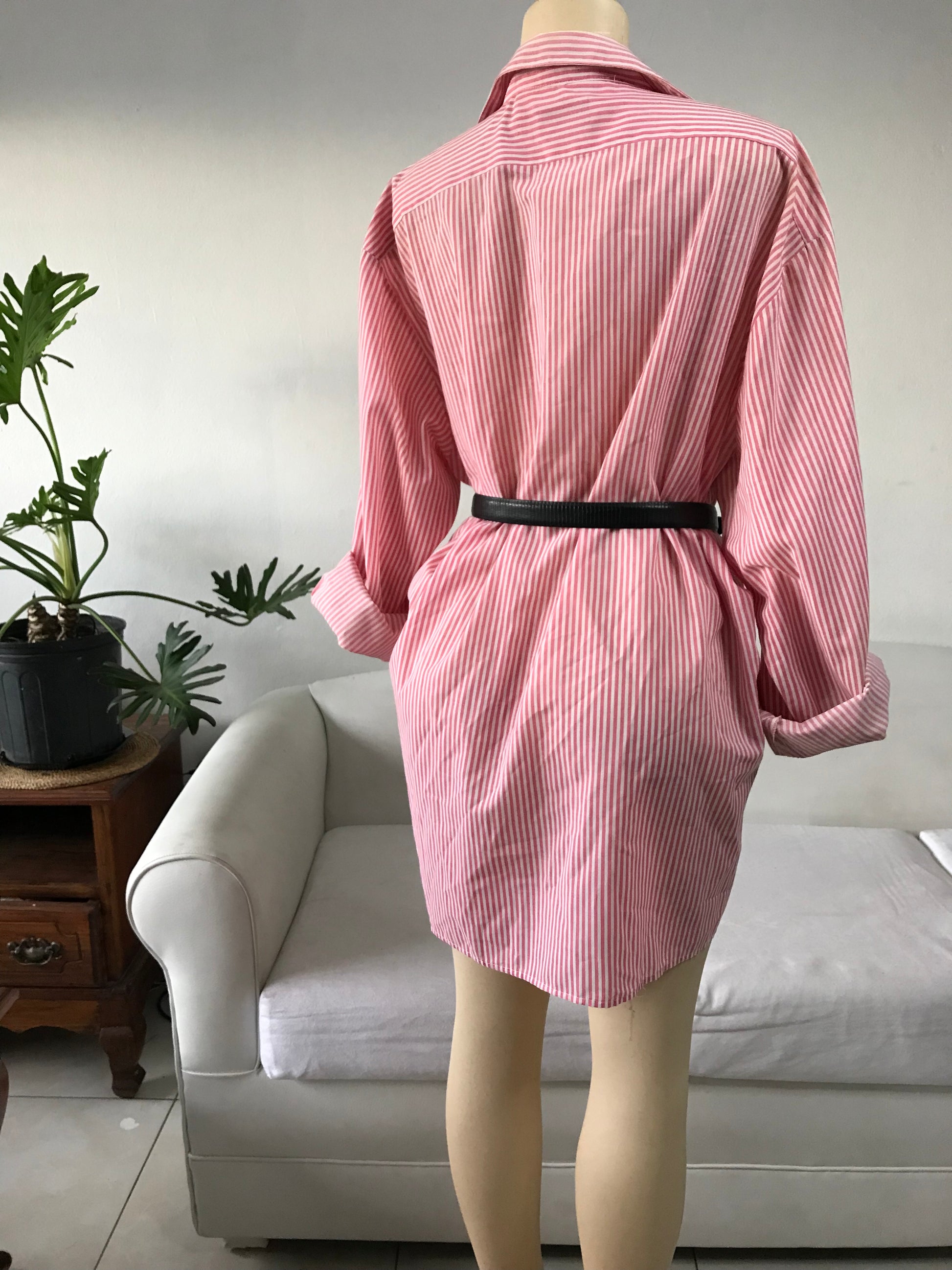 Men's Red & White Stripe Shirt Long