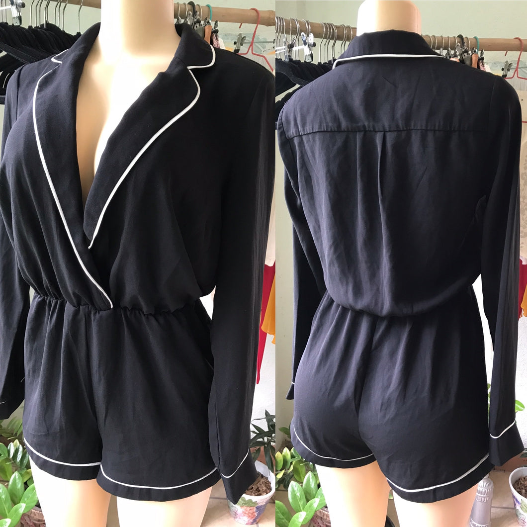 Forever 21 Black Robe Style Long Sleeve Romper
