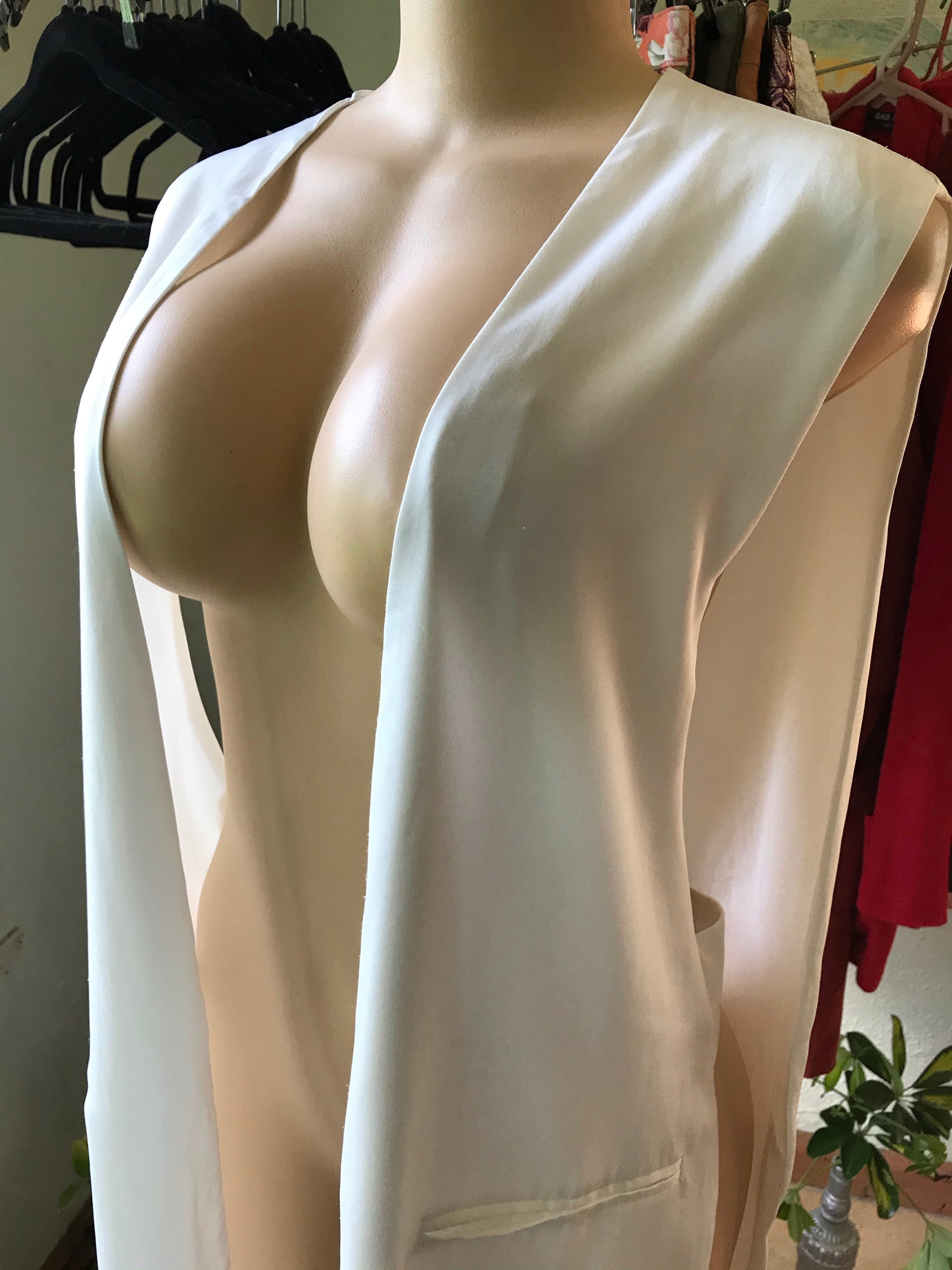 White Fashion Lab Coat Long