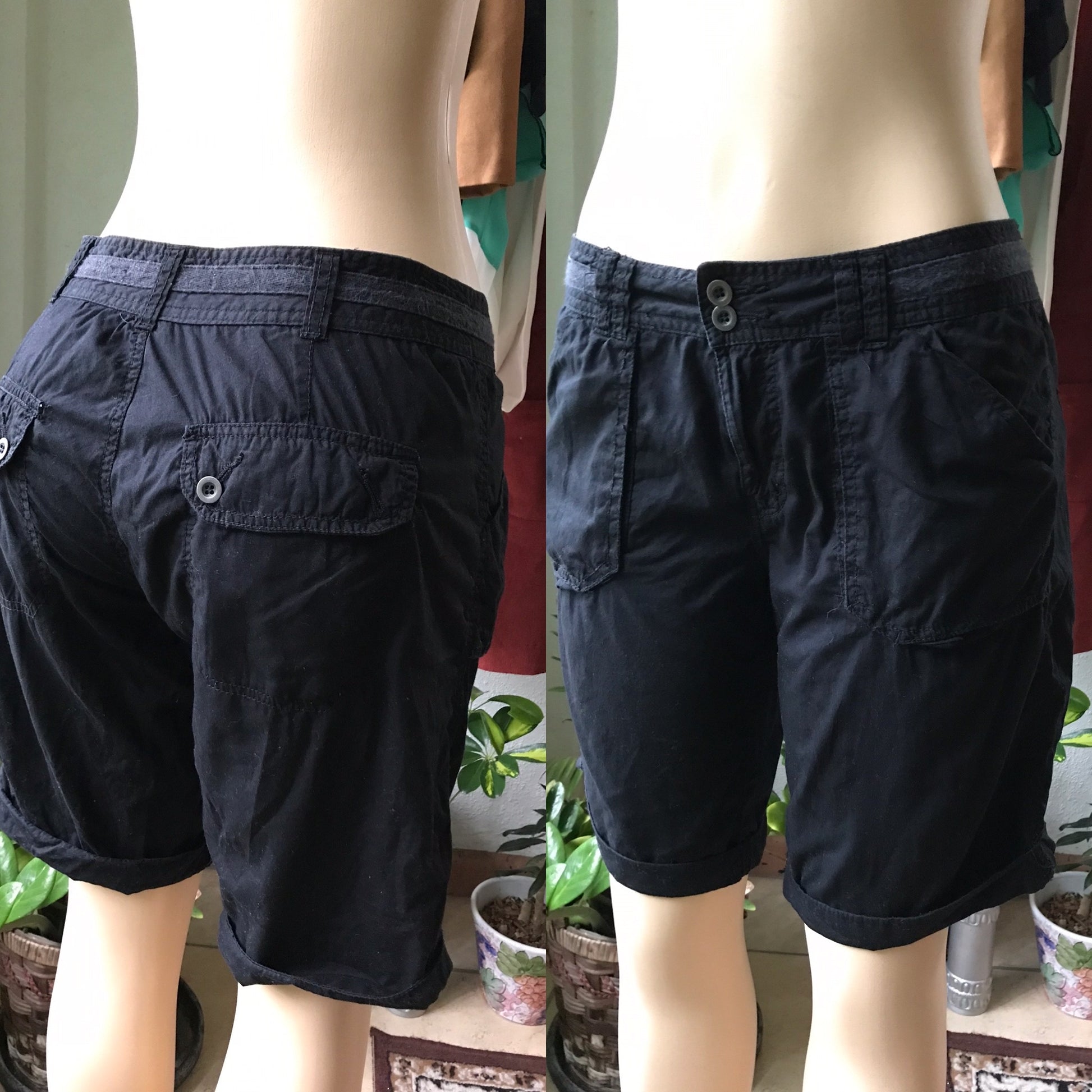 Black Knee Length Bermuda Shorts