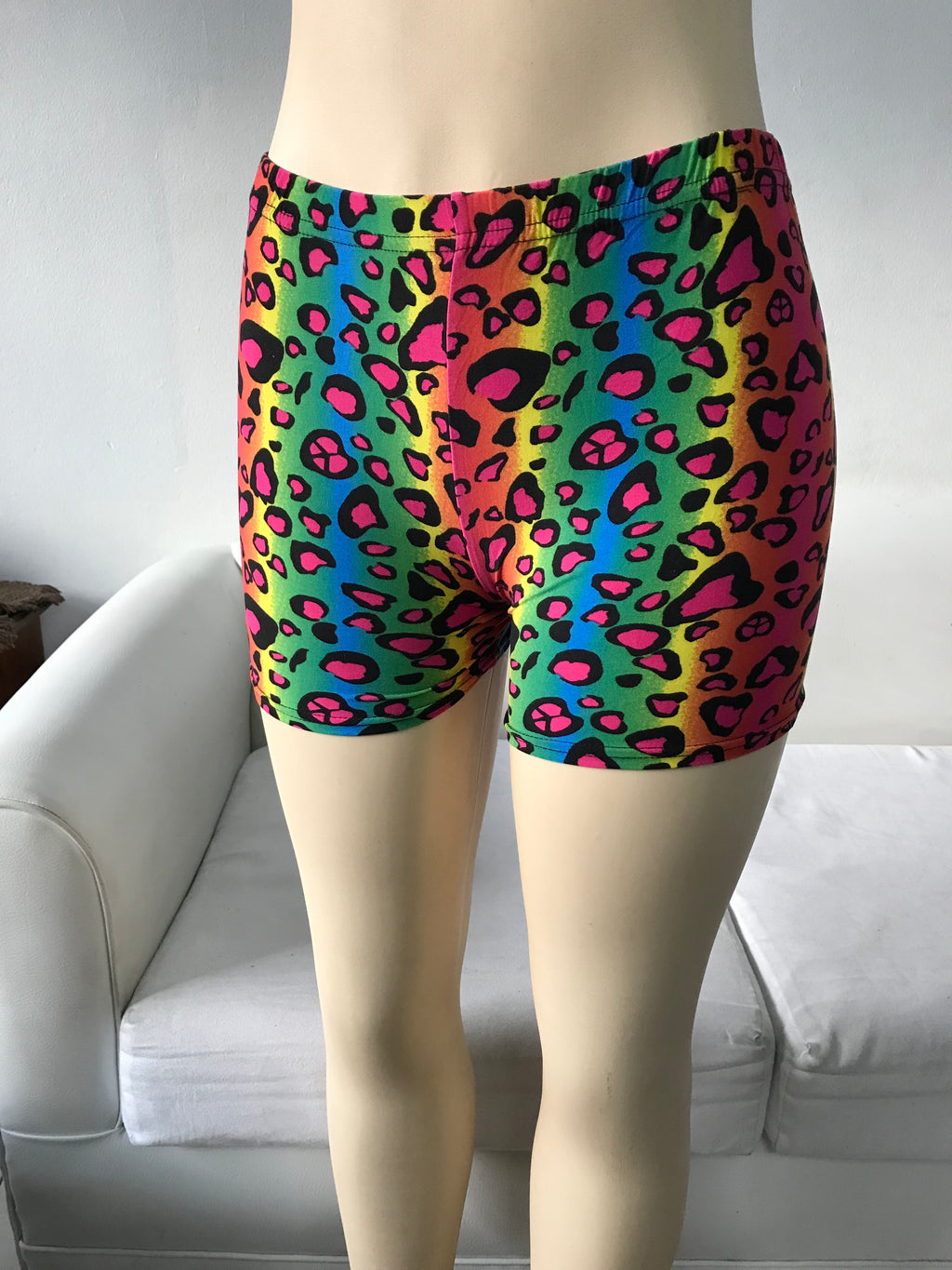 New Rainbow Cheetah Cycle Shorts / Tights Short - S/M