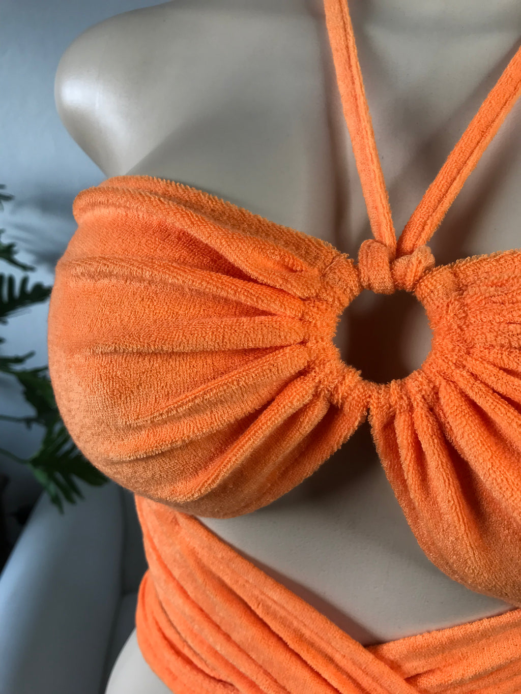 Shein Sexy Fuzzy Halter Top Neon Orange - S