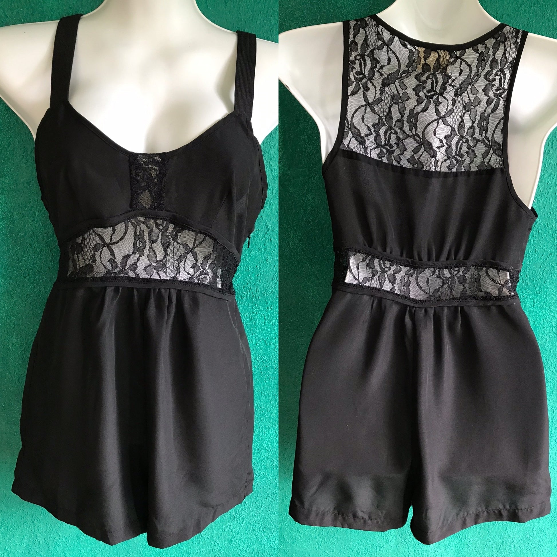 Pins & Needles Black Lace Detail Romper XS