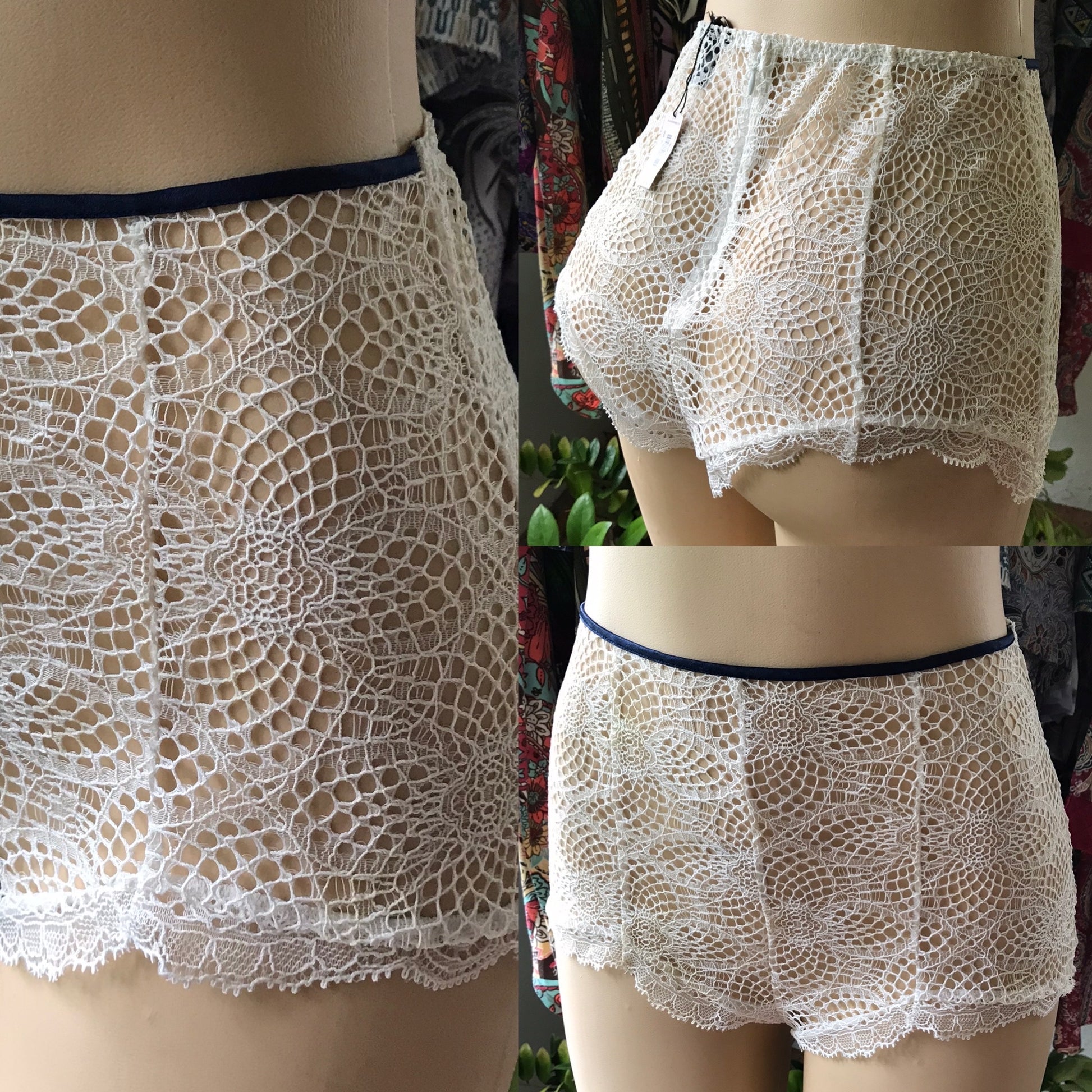 New Victoria's Secret High Waist Lingerie Shorts White Lace