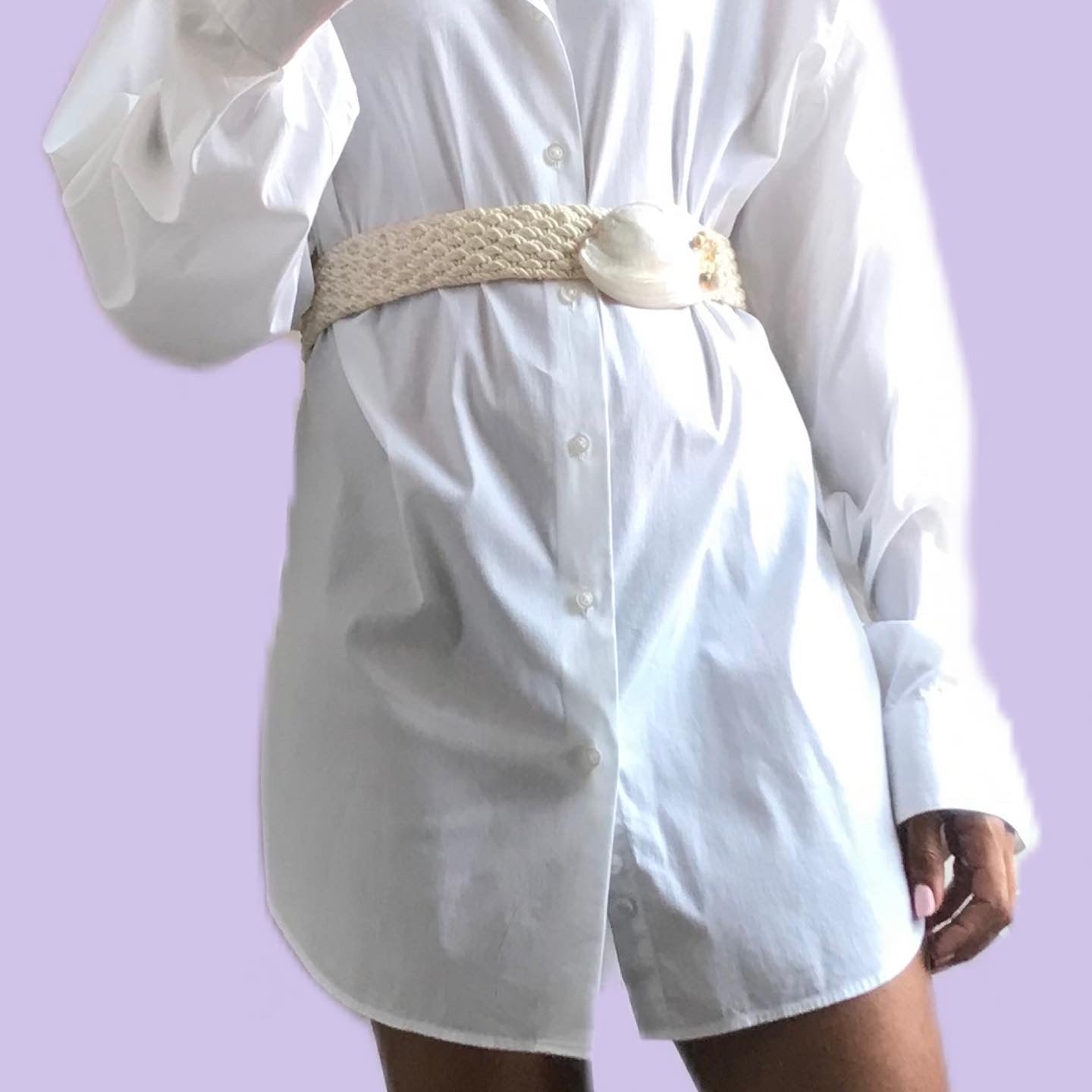 80s Vintage Pearl Shell Belt Braided