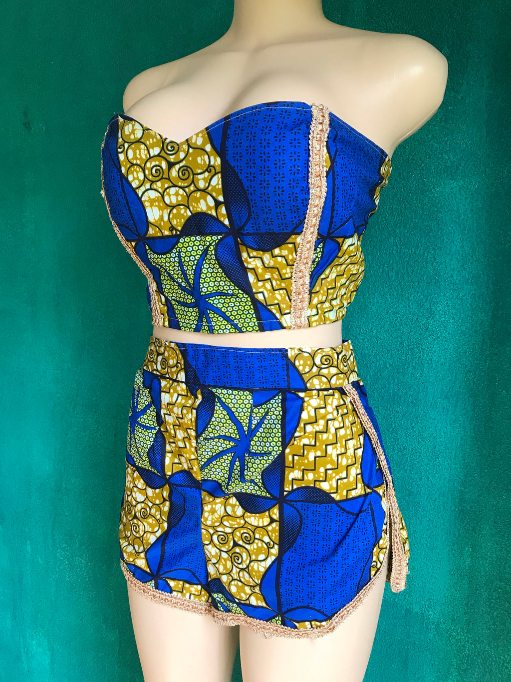African Ankara Split Shorts Set