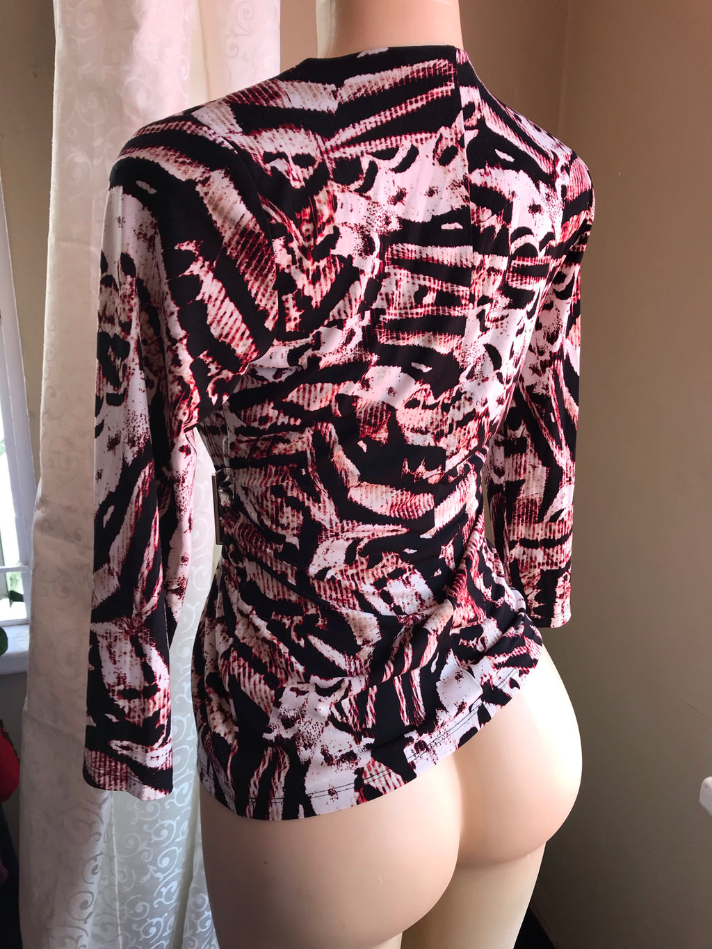 Calvin Klein Stretchy Print Blouse Gold Hardware