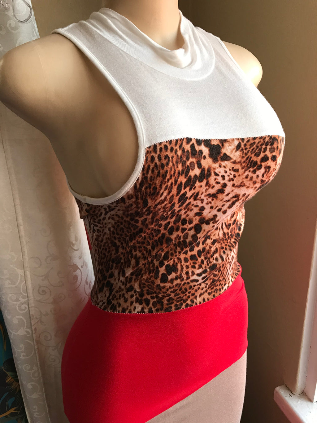 Animal Print Block Maxi Day Dress - M