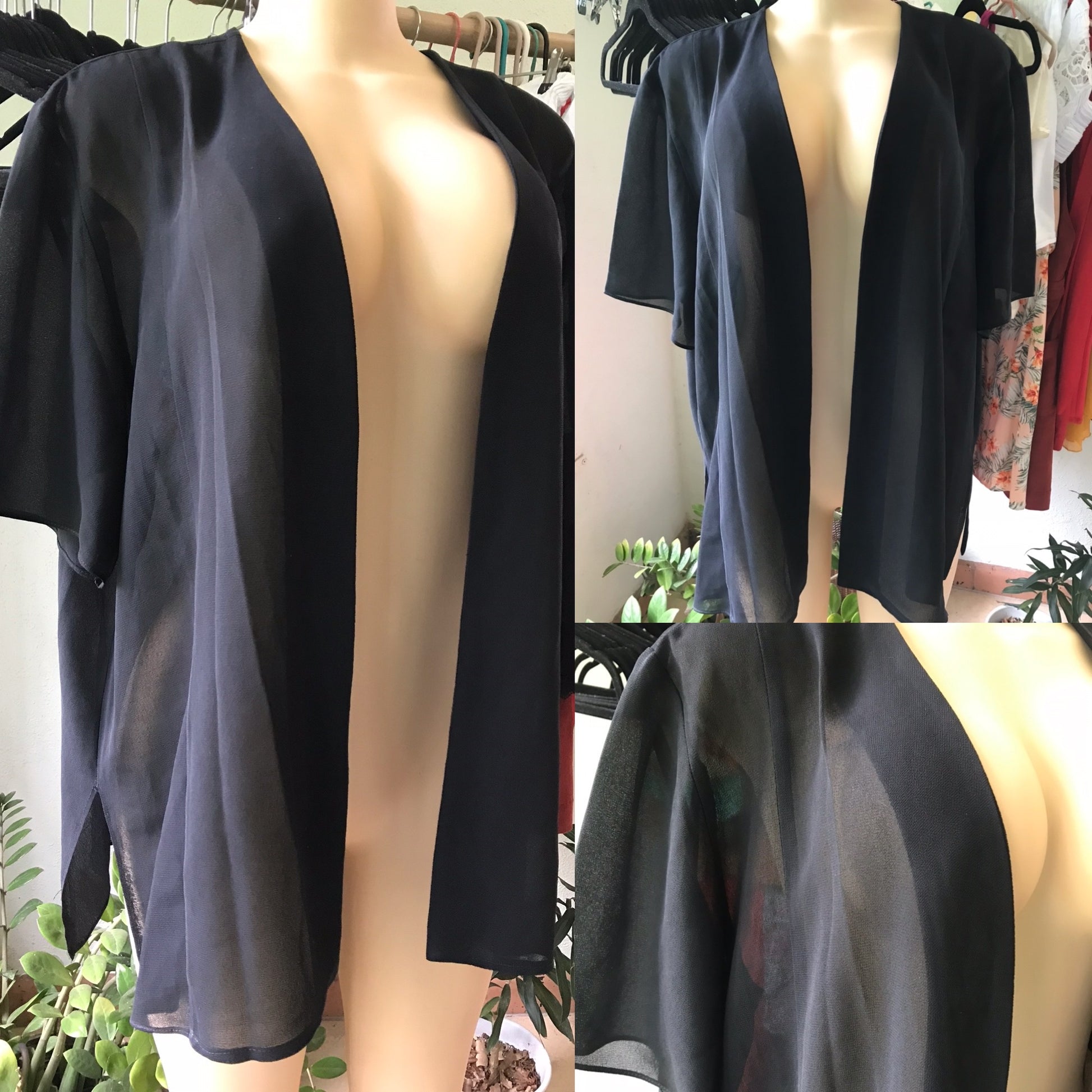 New Black Sheer Coverup Blouse
