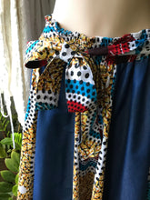 Load image into Gallery viewer, Ankara Midi Skirt Denim
