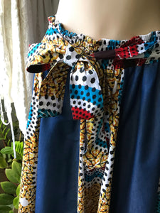 Ankara Midi Skirt Denim