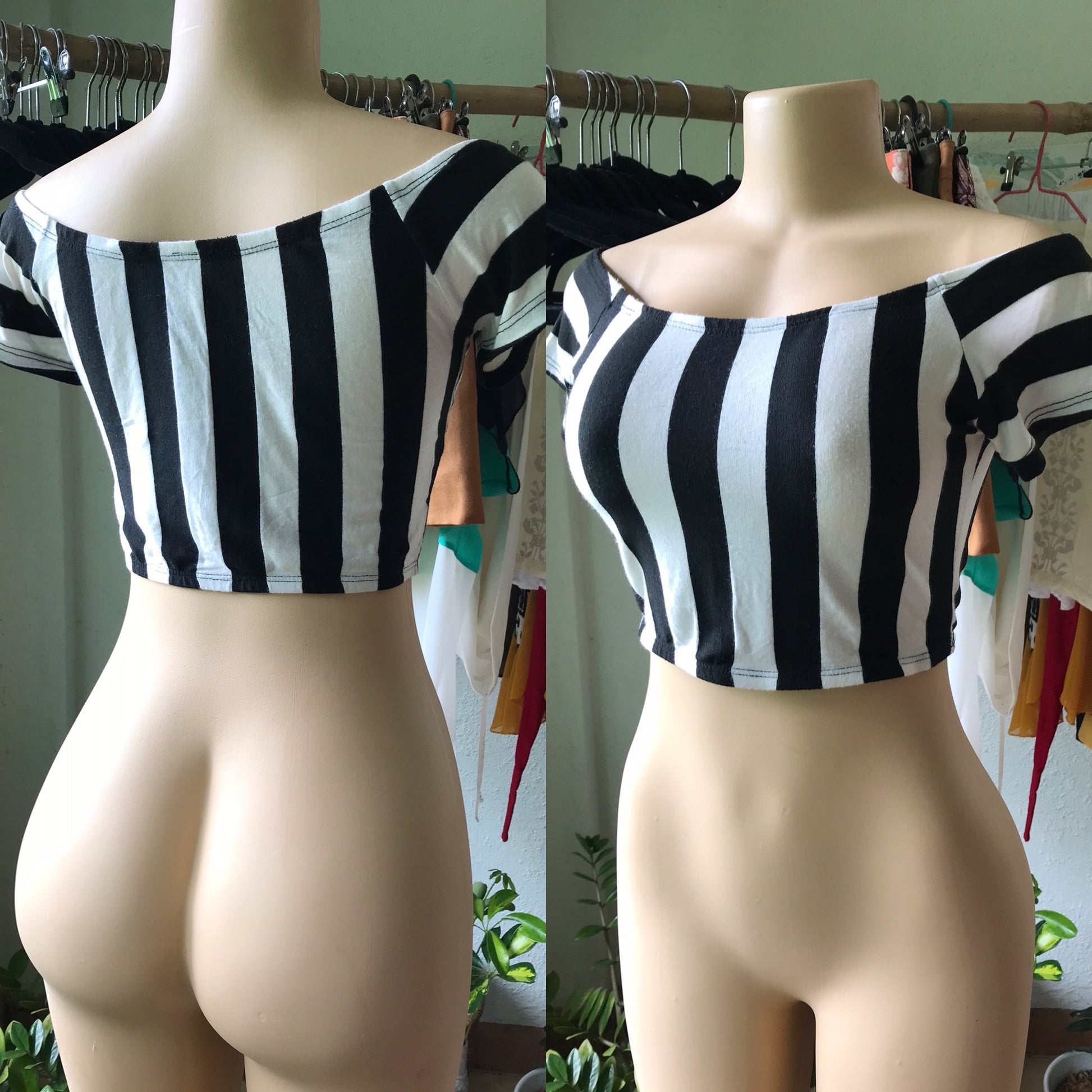 B&W Stripe Crop Top Soft