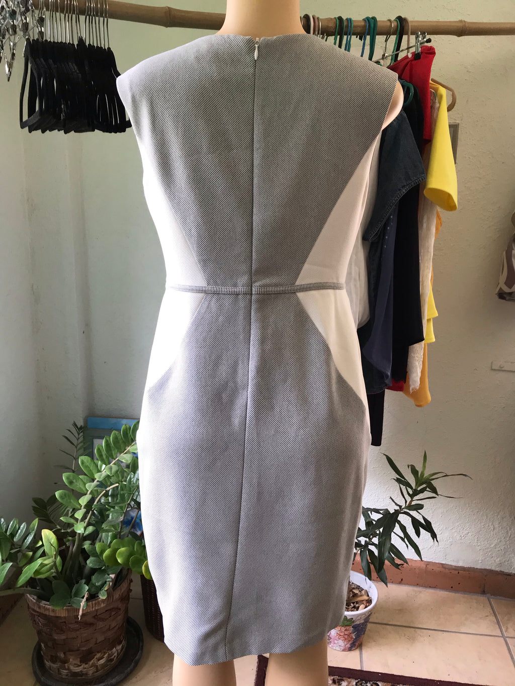 Vintage Grey Stripe Professional Dress