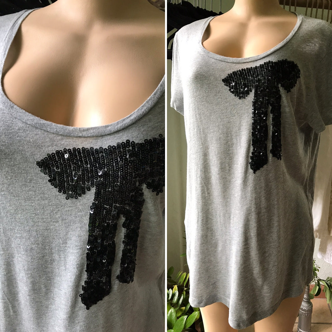 J Crew 100% Cotton Grey Sequin T-shirt