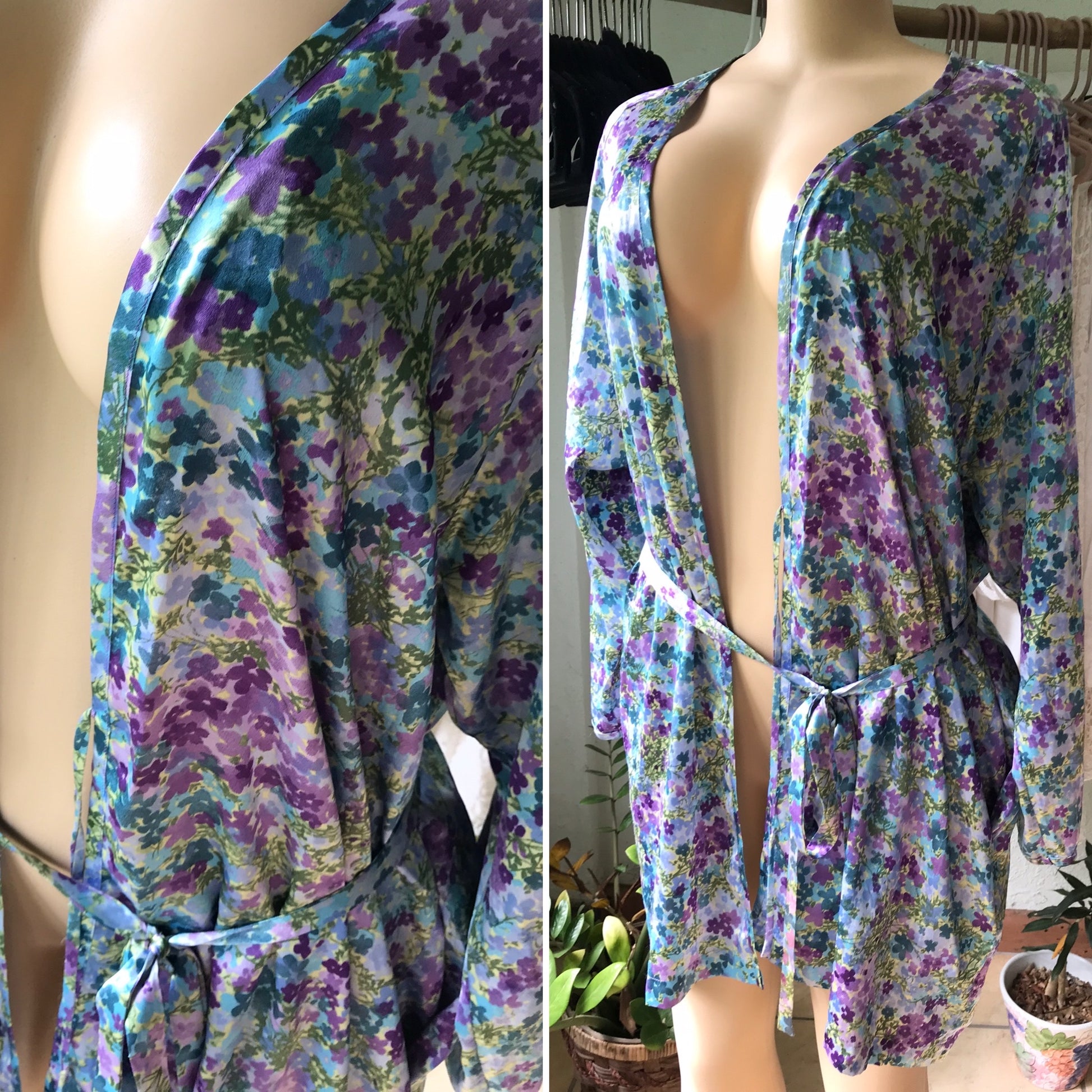 Victoria's Secret Vintage Lingerie Robe Floral Silky