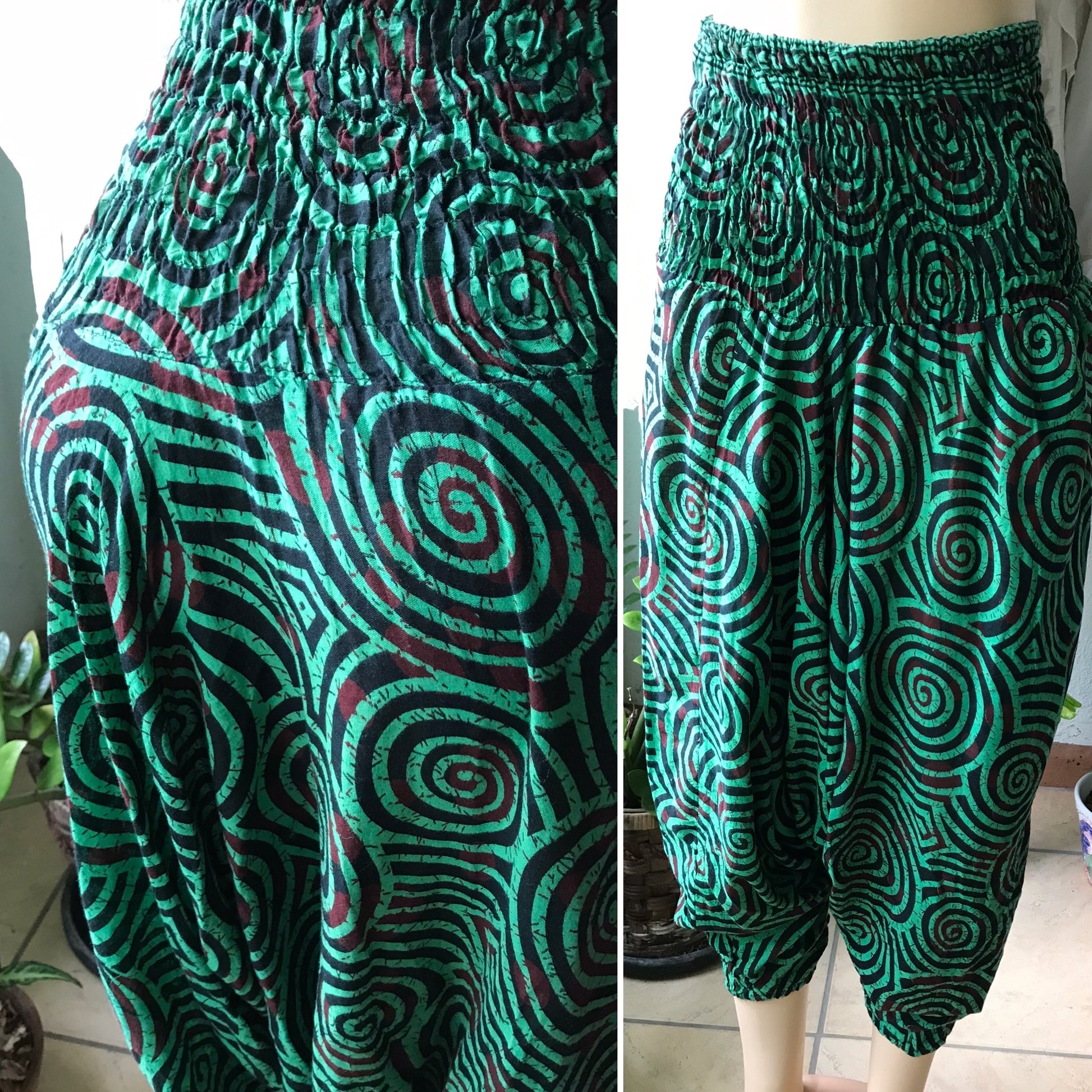 Groovy Green Made in India Harem Pants Cotton