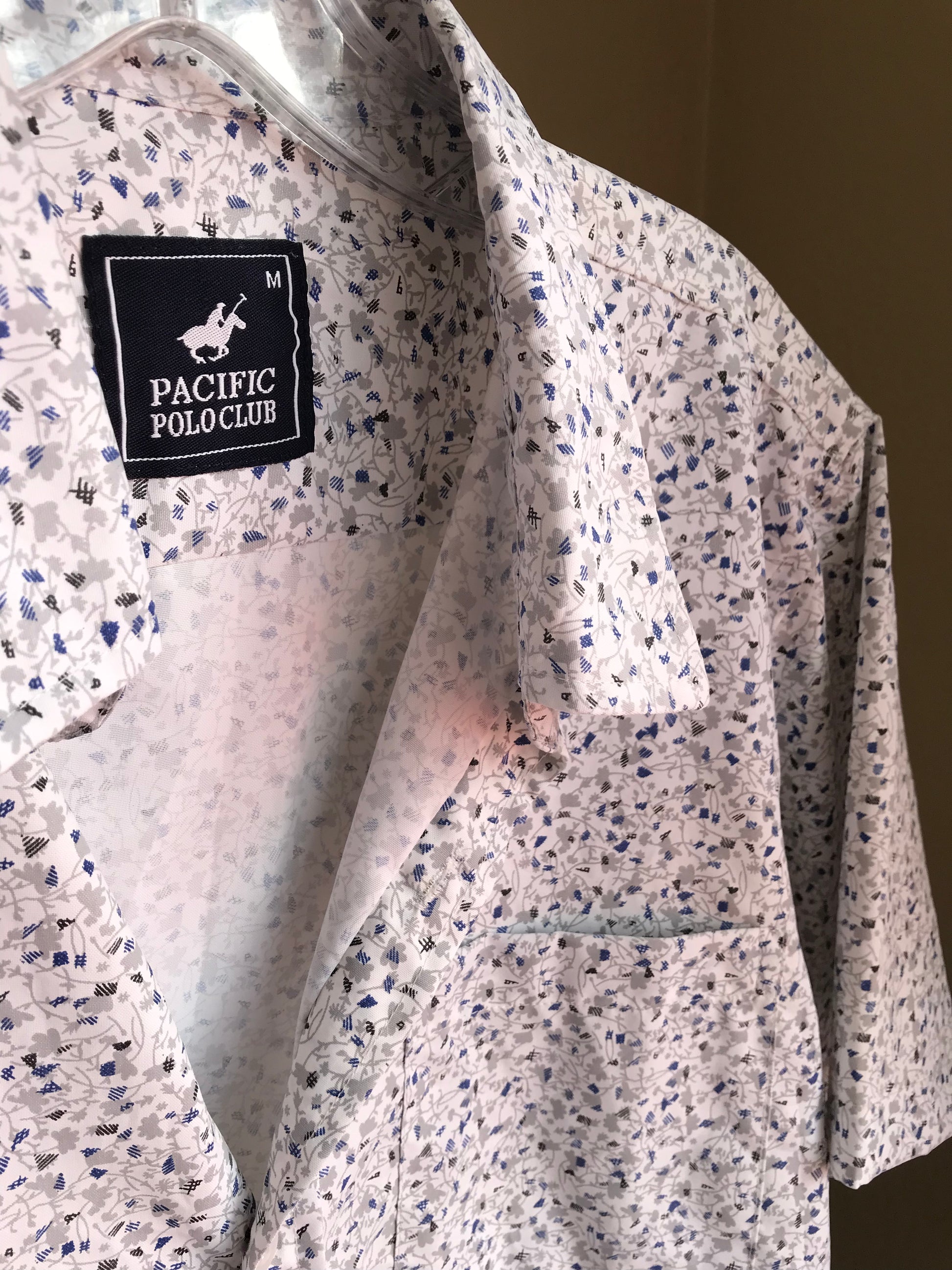 Pacific POLO Club Mens Blue Print Shirt - M