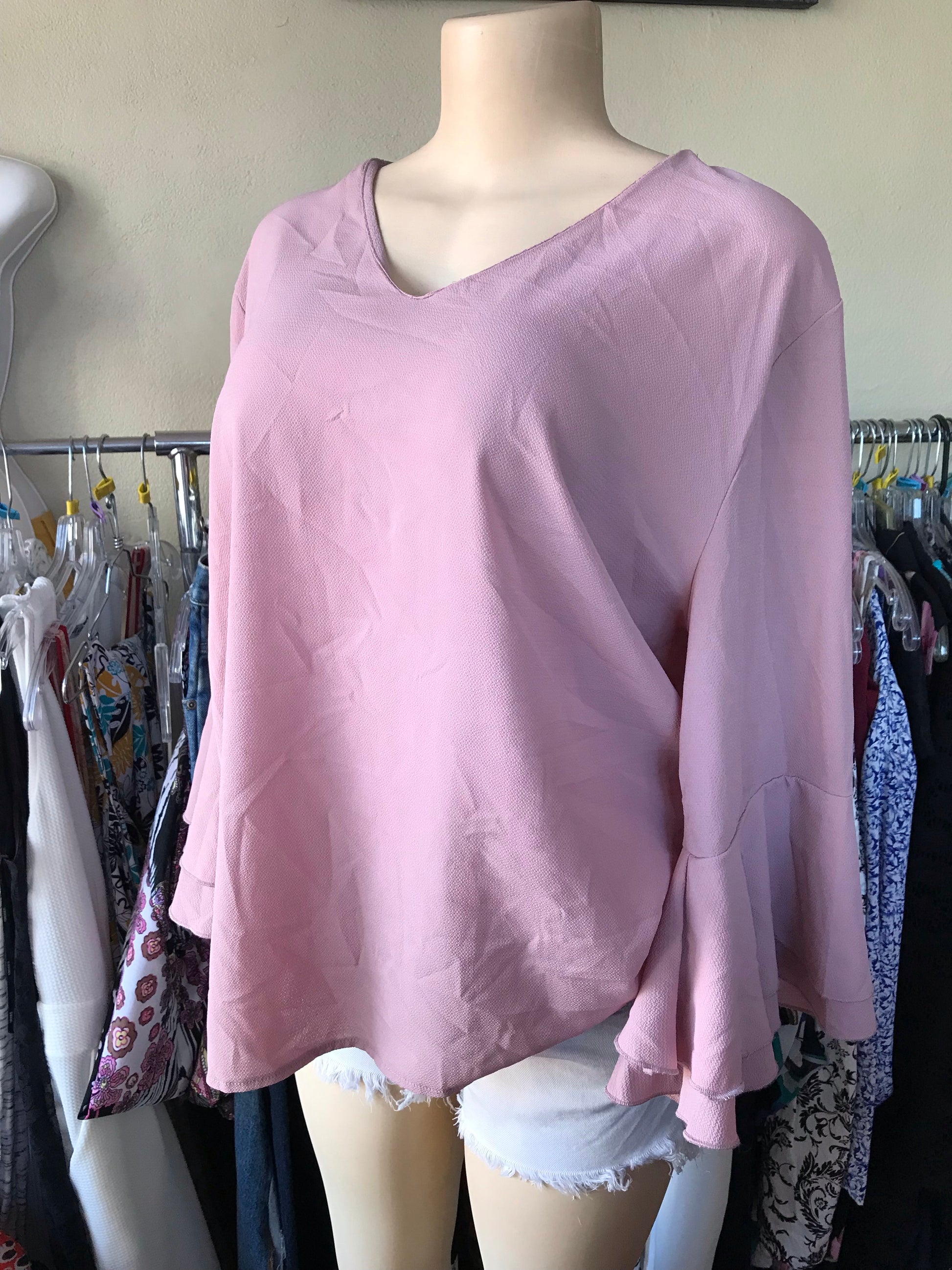 Blush Bell Sleeve Blouse PLUS