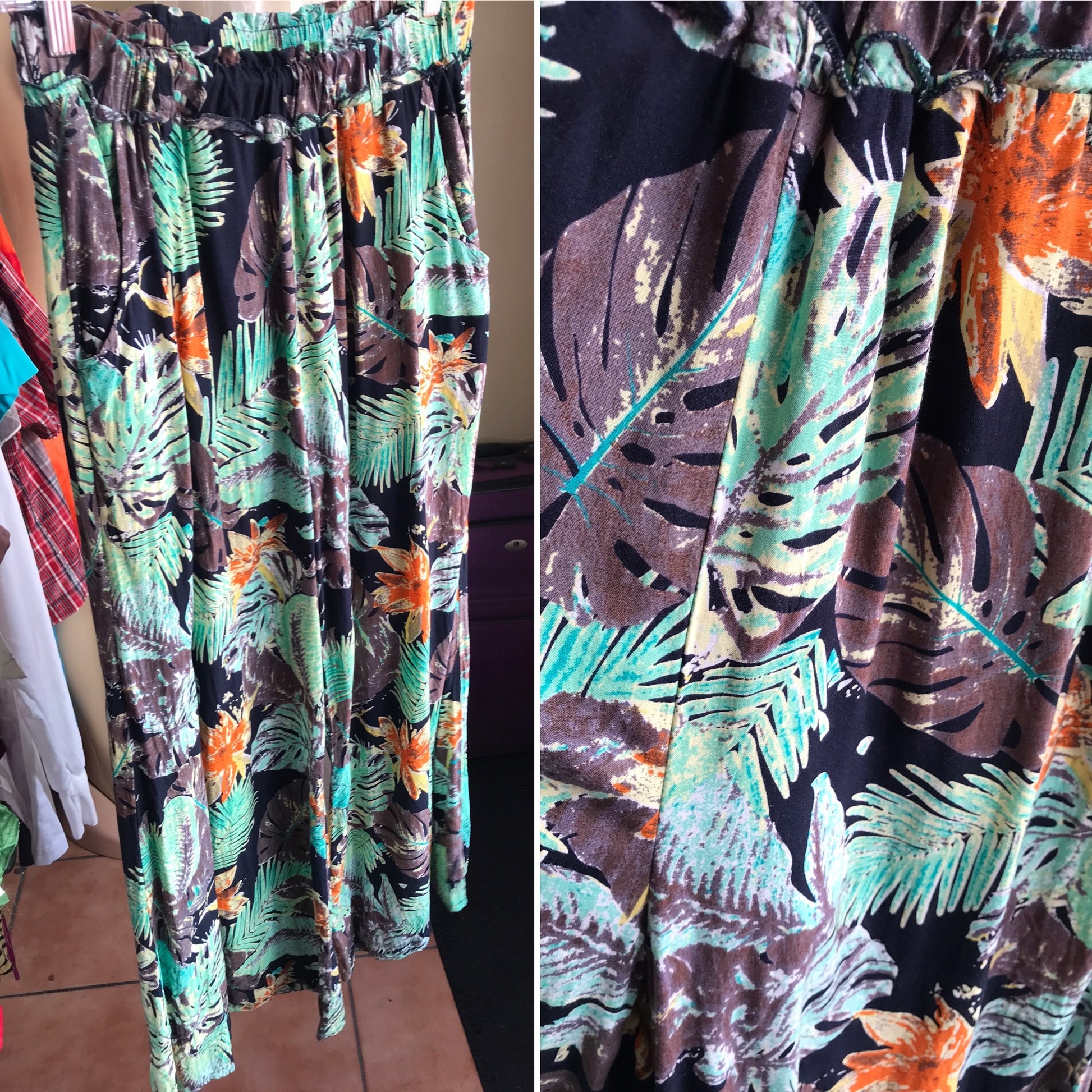 Earth Tone Leaf Palazzo Pants