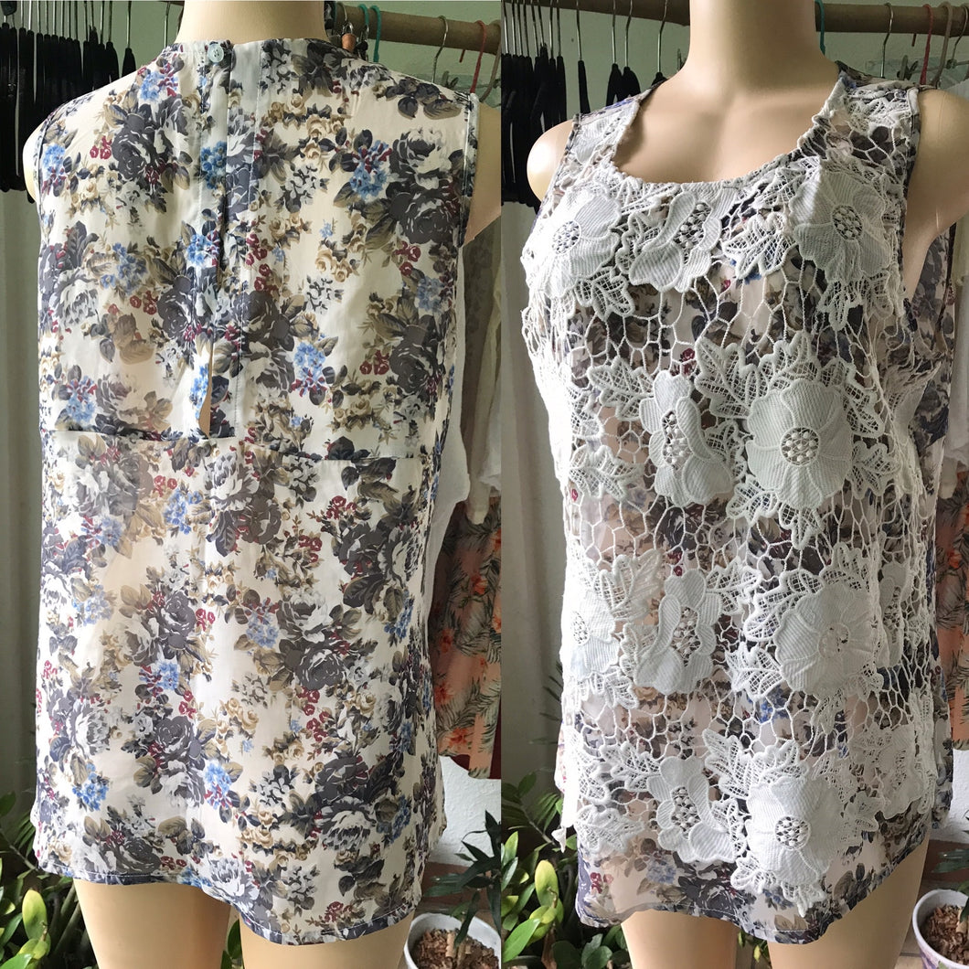 Vintage Floral Sheer Crochet Blouse